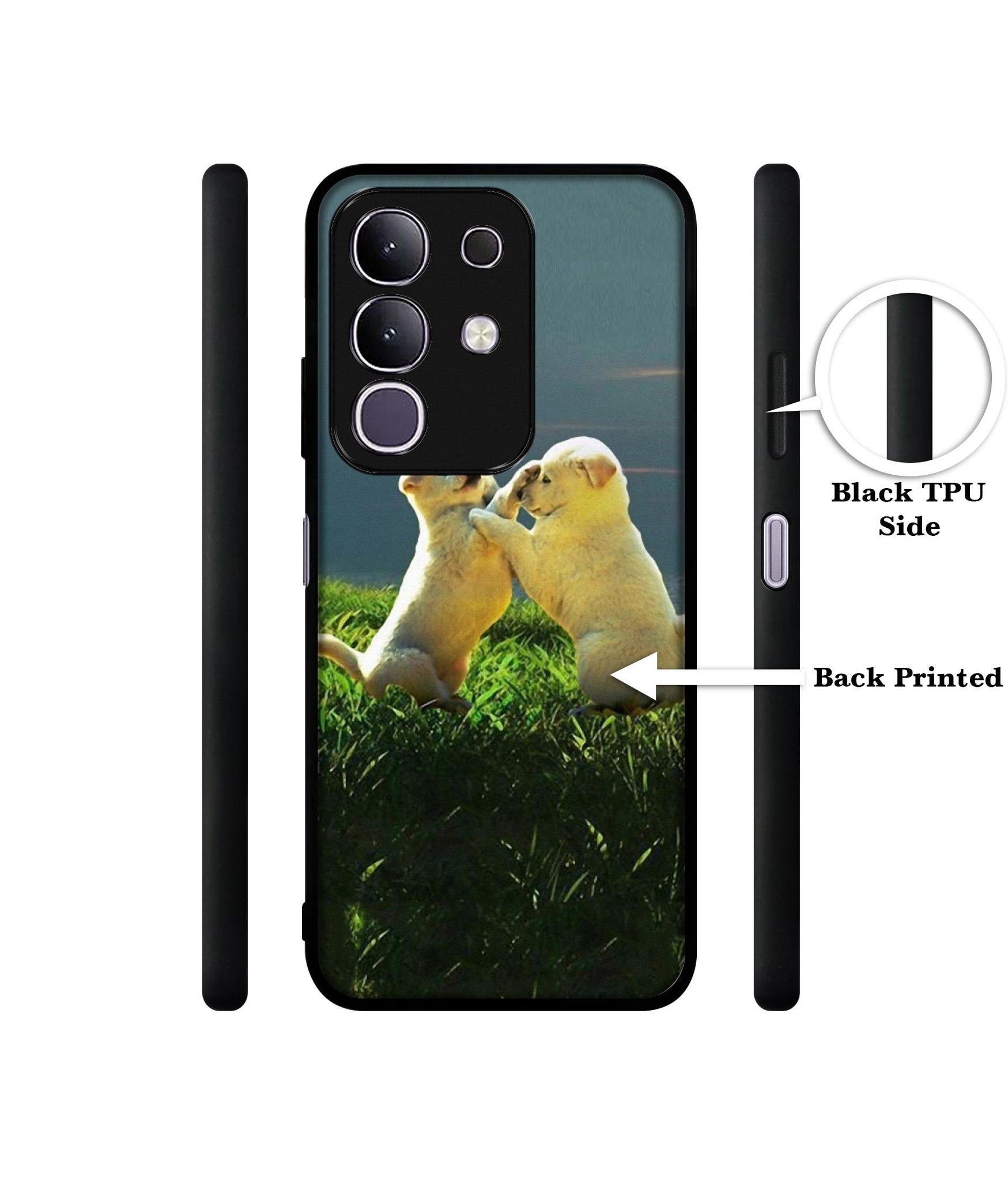 Puppy Couple Sunset Designer 2D Printed Back Case Cover for Vivo T4x 5G / Y29 4G / iQOO Z10x 5G