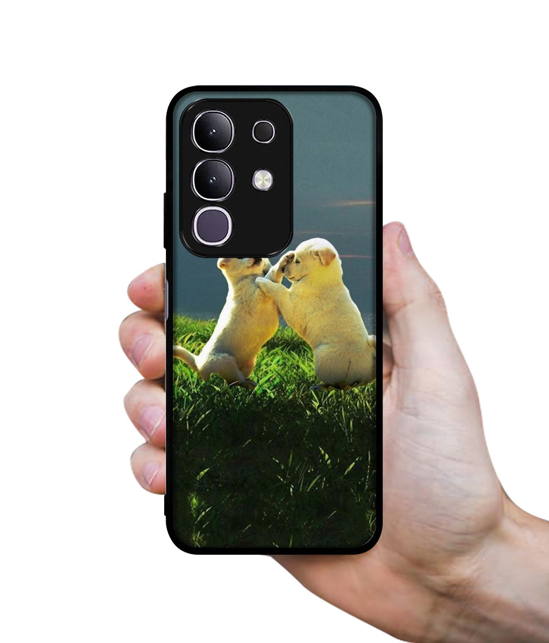 Puppy Couple Sunset Designer 2D Printed Back Case Cover for Vivo T4x 5G / Y29 4G / iQOO Z10x 5G