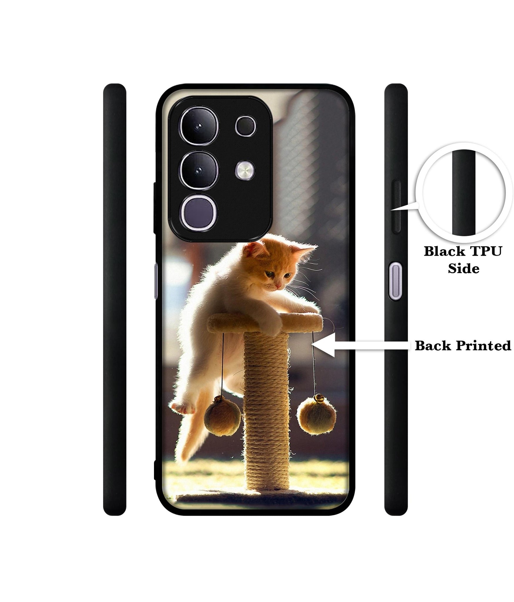 Cat Climbing Designer 2D Printed Back Case Cover for Vivo T4x 5G / Y29 4G / iQOO Z10x 5G