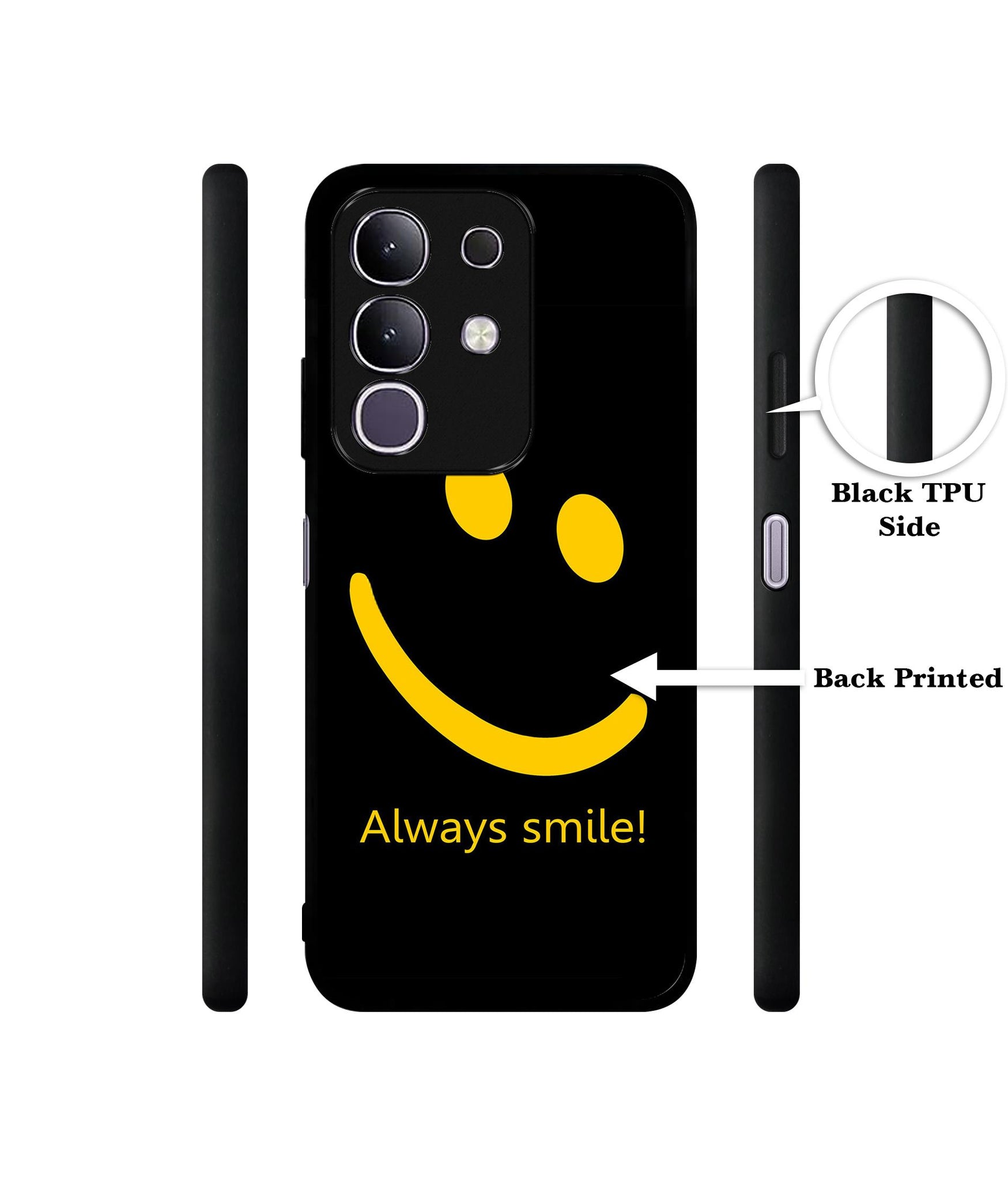 Always Smile Quote Designer 2D Printed Back Case Cover for Vivo T4x 5G / Y29 4G / iQOO Z10x 5G
