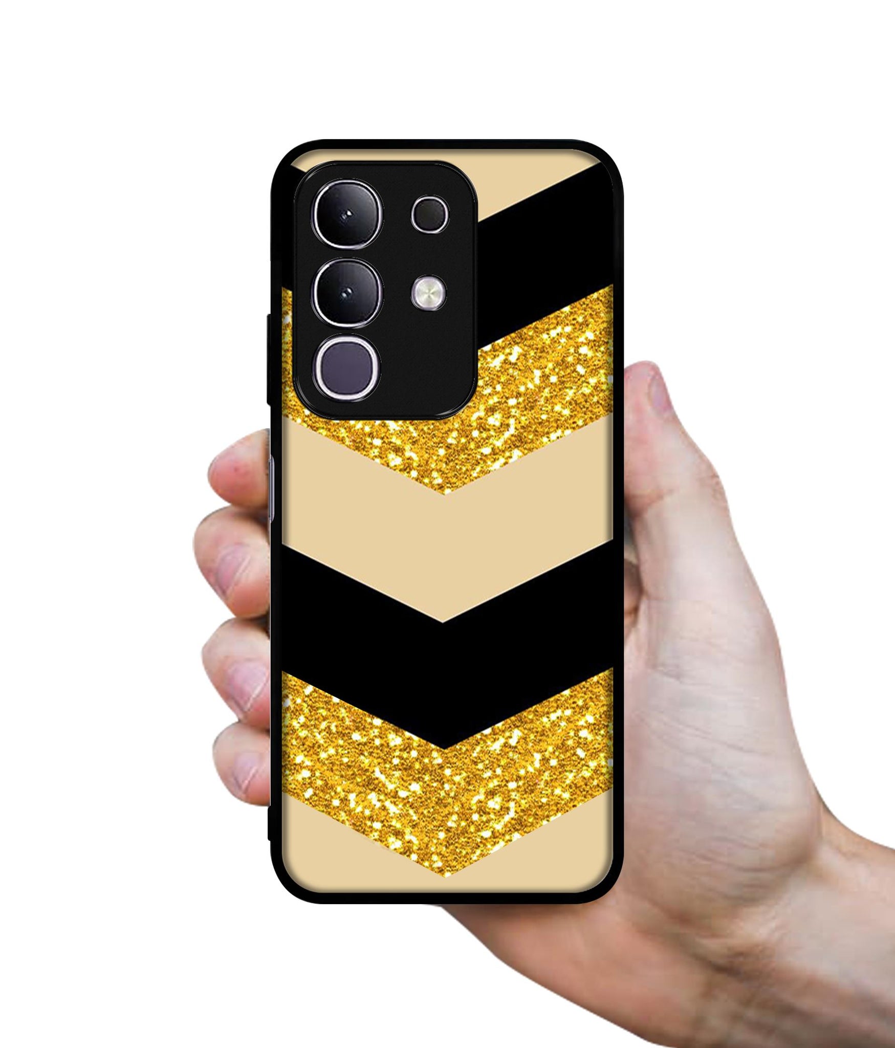 Black & Gold Designer 2D Printed Back Case Cover for Vivo T4x 5G / Y29 4G / iQOO Z10x 5G