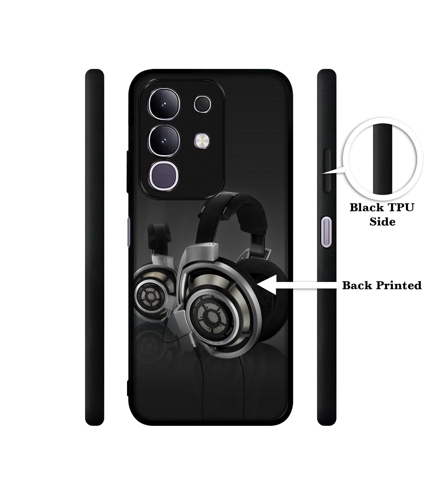 Head Phone Designer 2D Printed Back Case Cover for Vivo T4x 5G / Y29 4G / iQOO Z10x 5G