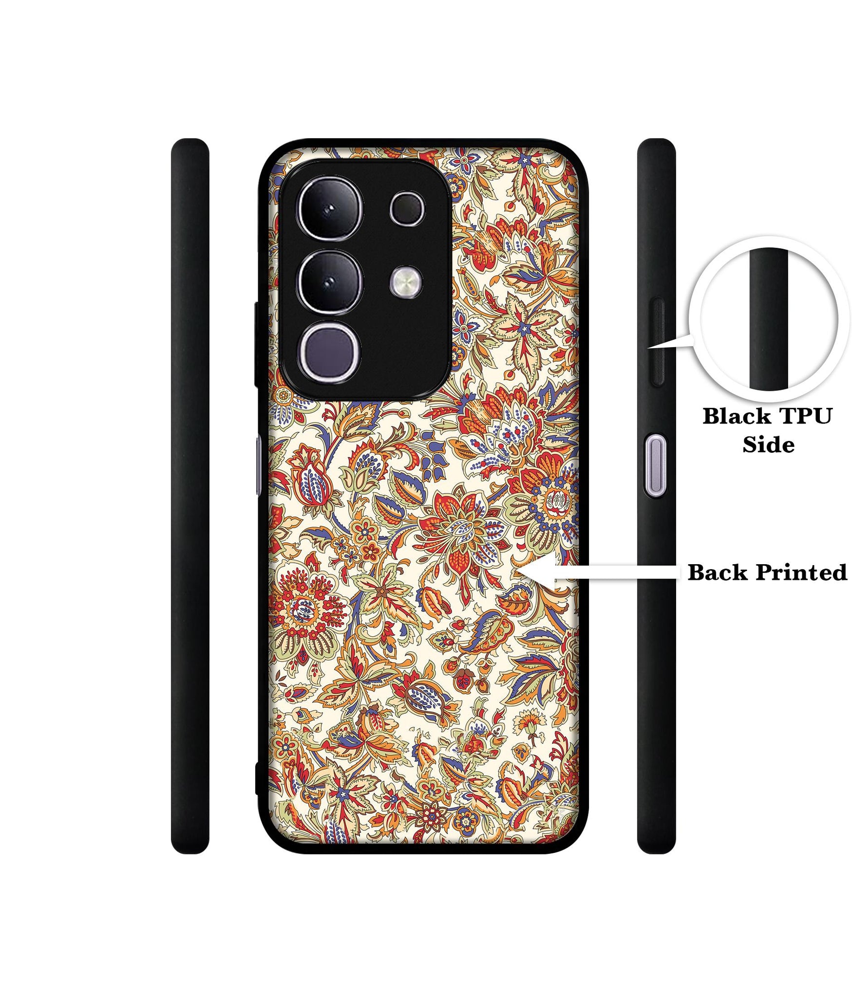Floral Designer 2D Printed Back Case Cover for Vivo T4x 5G / Y29 4G / iQOO Z10x 5G