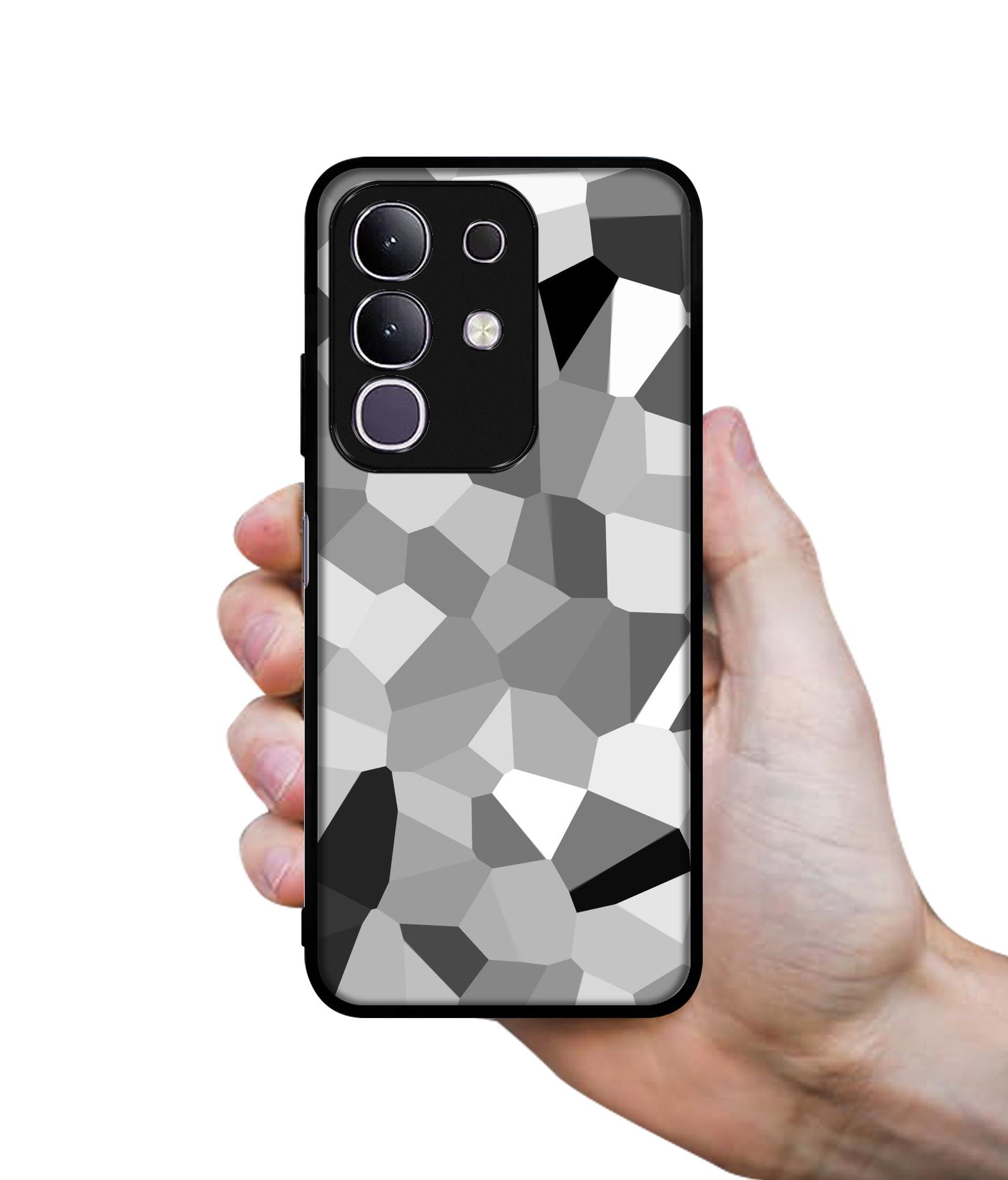 Black & White Mathematical Shape Designer 2D Printed Back Case Cover for Vivo T4x 5G / Y29 4G / iQOO Z10x 5G