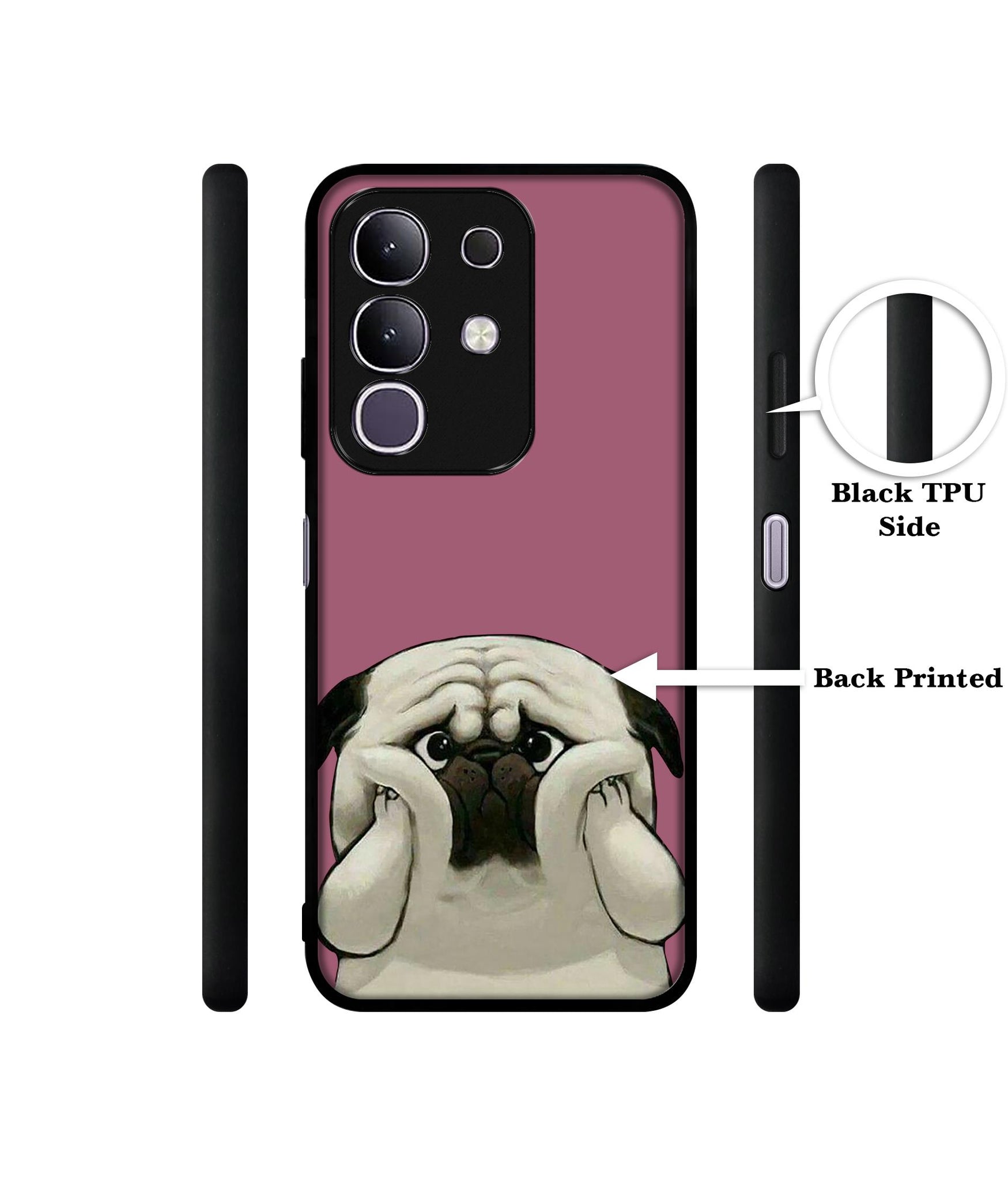 Cute Pug Holding Big Cheeks Designer 2D Printed Back Case Cover for Vivo T4x 5G / Y29 4G / iQOO Z10x 5G