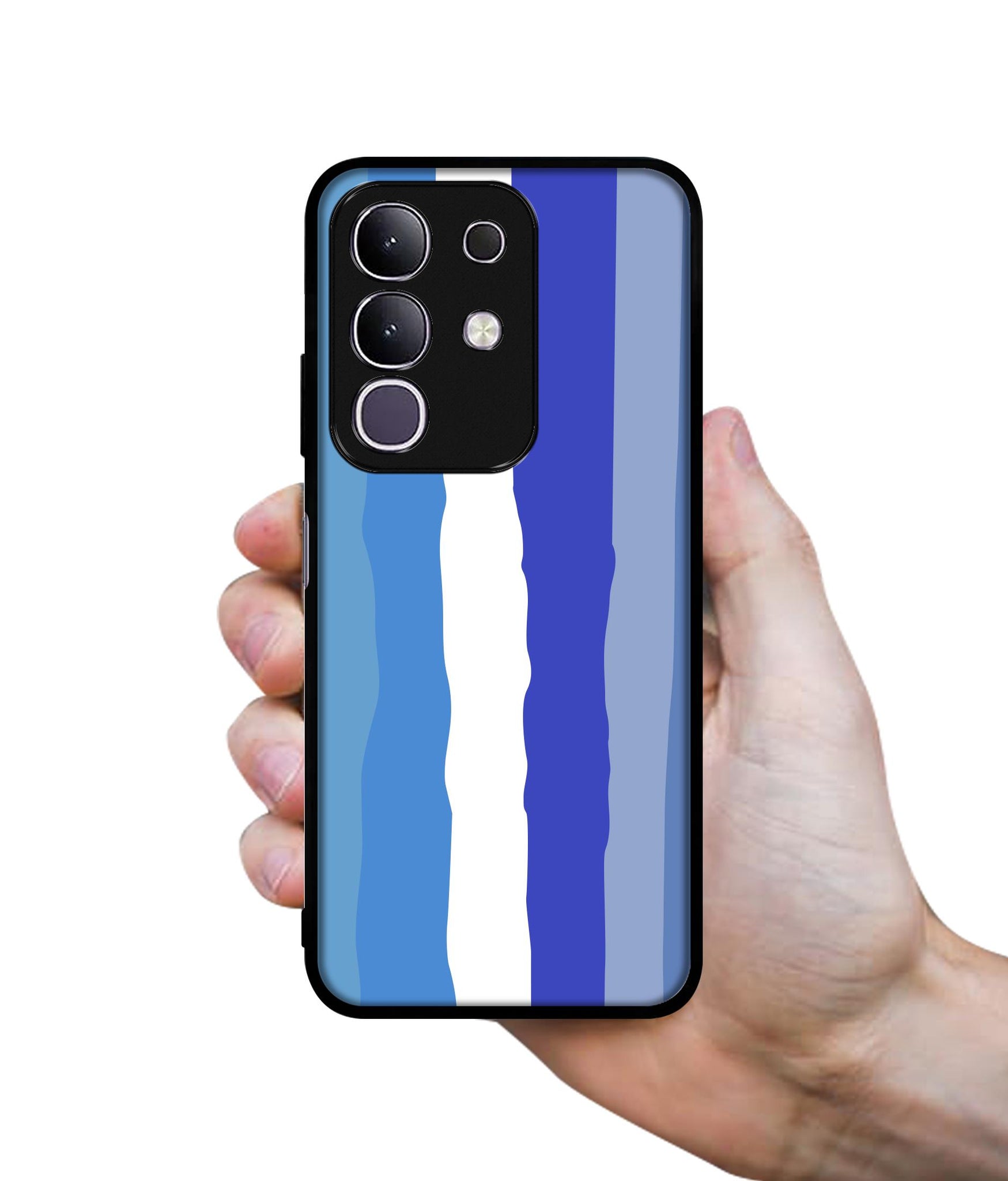 Blue Stripes Rainbow Designer 2D Printed Back Case Cover for Vivo T4x 5G / Y29 4G / iQOO Z10x 5G