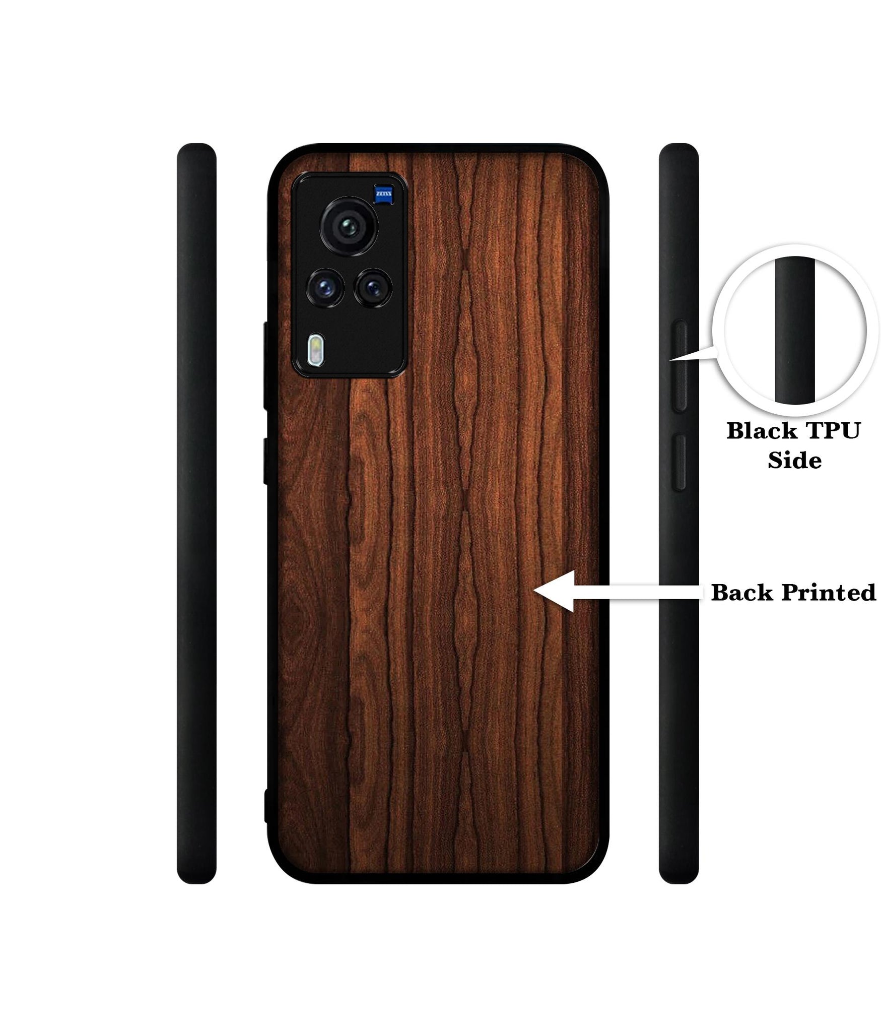 Brown Wooden Texture Designer 2D Printed Back Case Cover for Vivo X60 Pro 5G