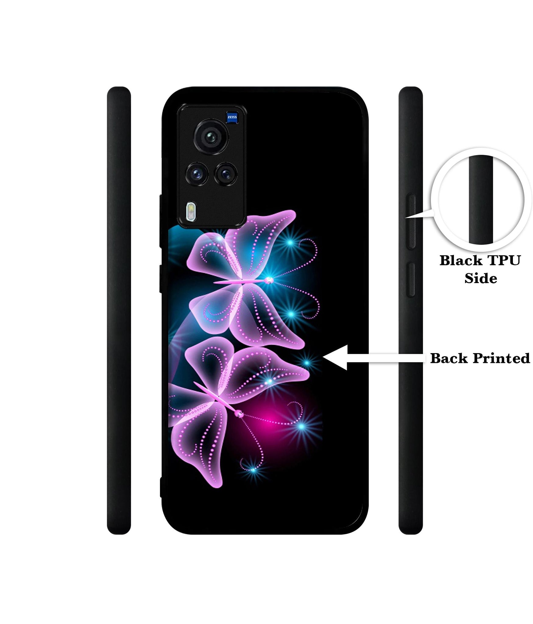 Butterflies Neon Light Designer 2D Printed Back Case Cover for Vivo X60 Pro 5G