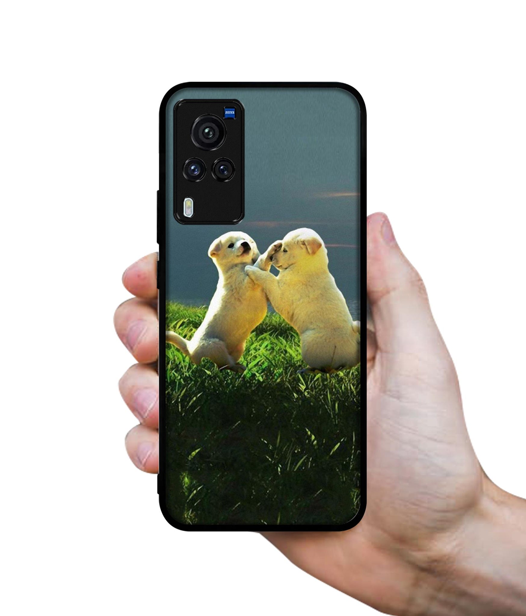 Puppy Couple Sunset Designer 2D Printed Back Case Cover for Vivo X60 Pro 5G