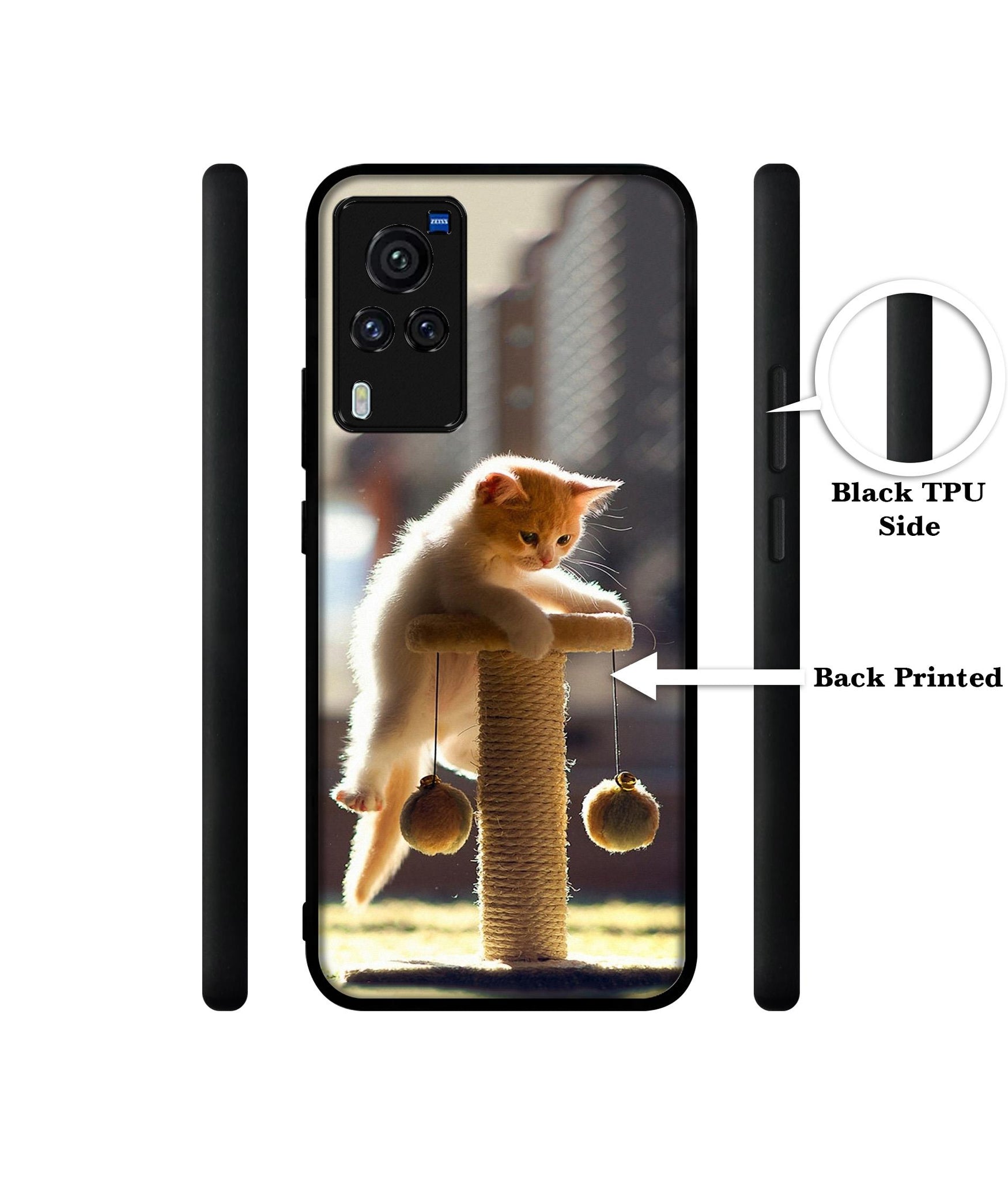 Cat Climbing Designer 2D Printed Back Case Cover for Vivo X60 Pro 5G