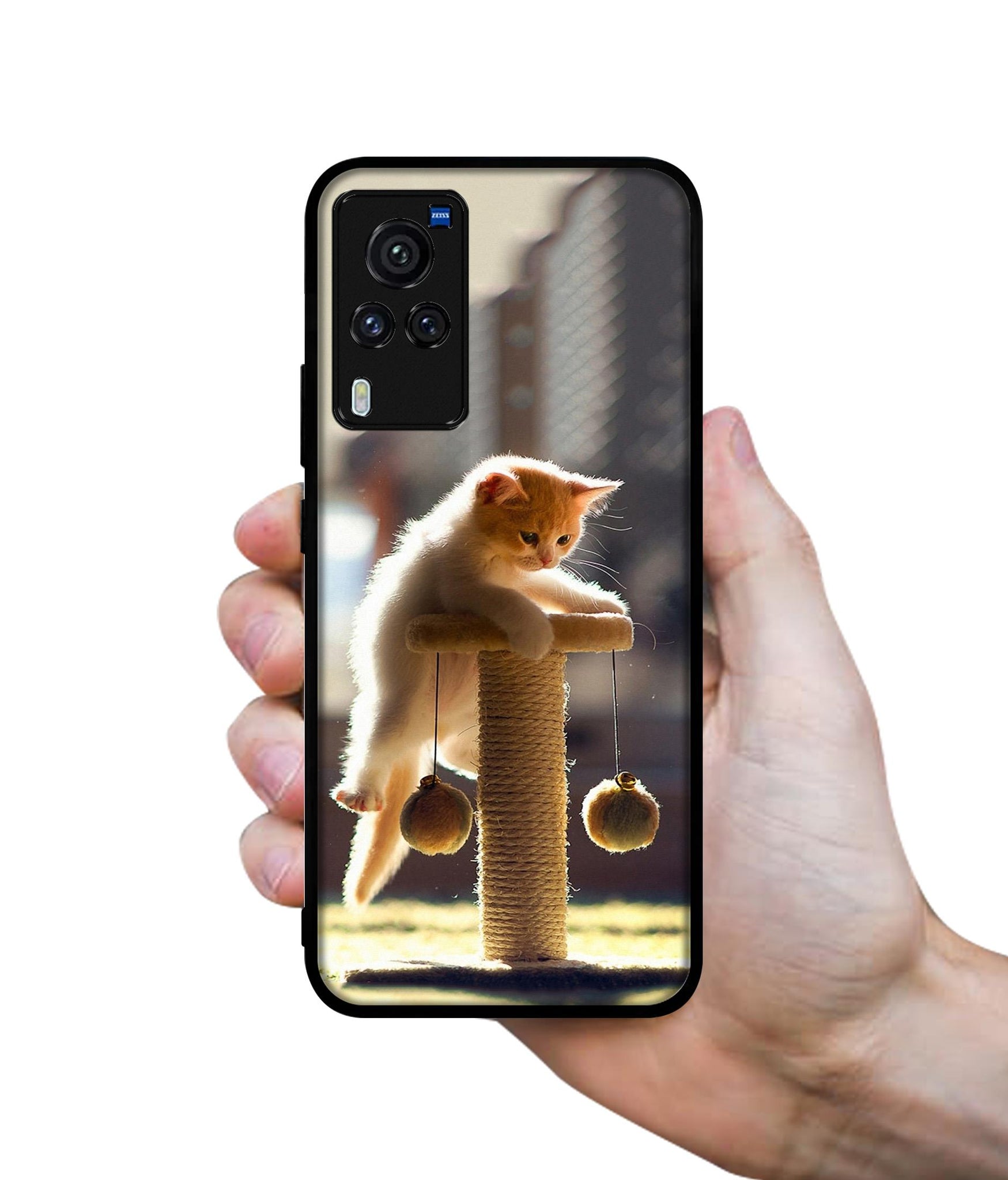 Cat Climbing Designer 2D Printed Back Case Cover for Vivo X60 Pro 5G