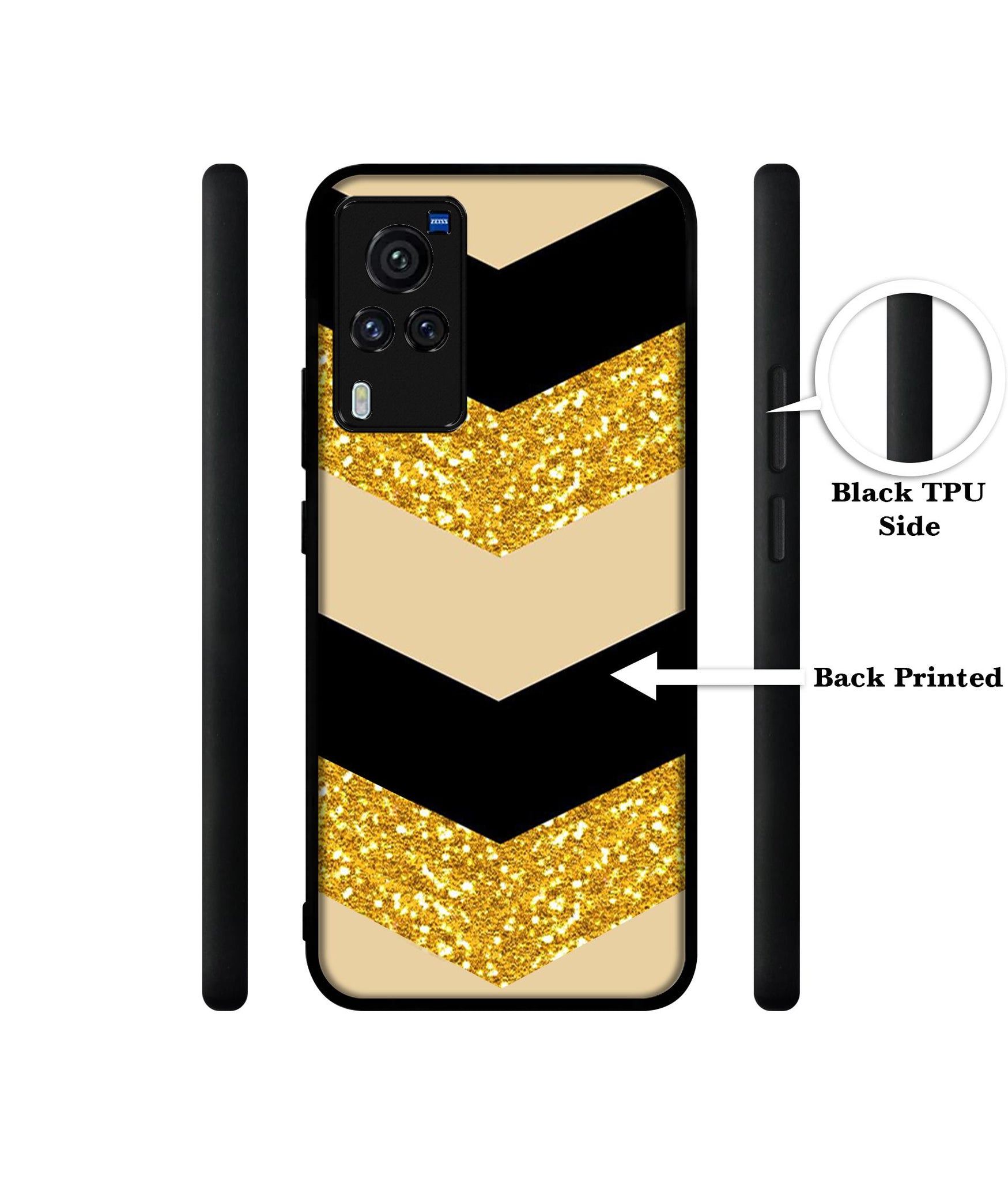 Black & Gold Designer 2D Printed Back Case Cover for Vivo X60 Pro 5G