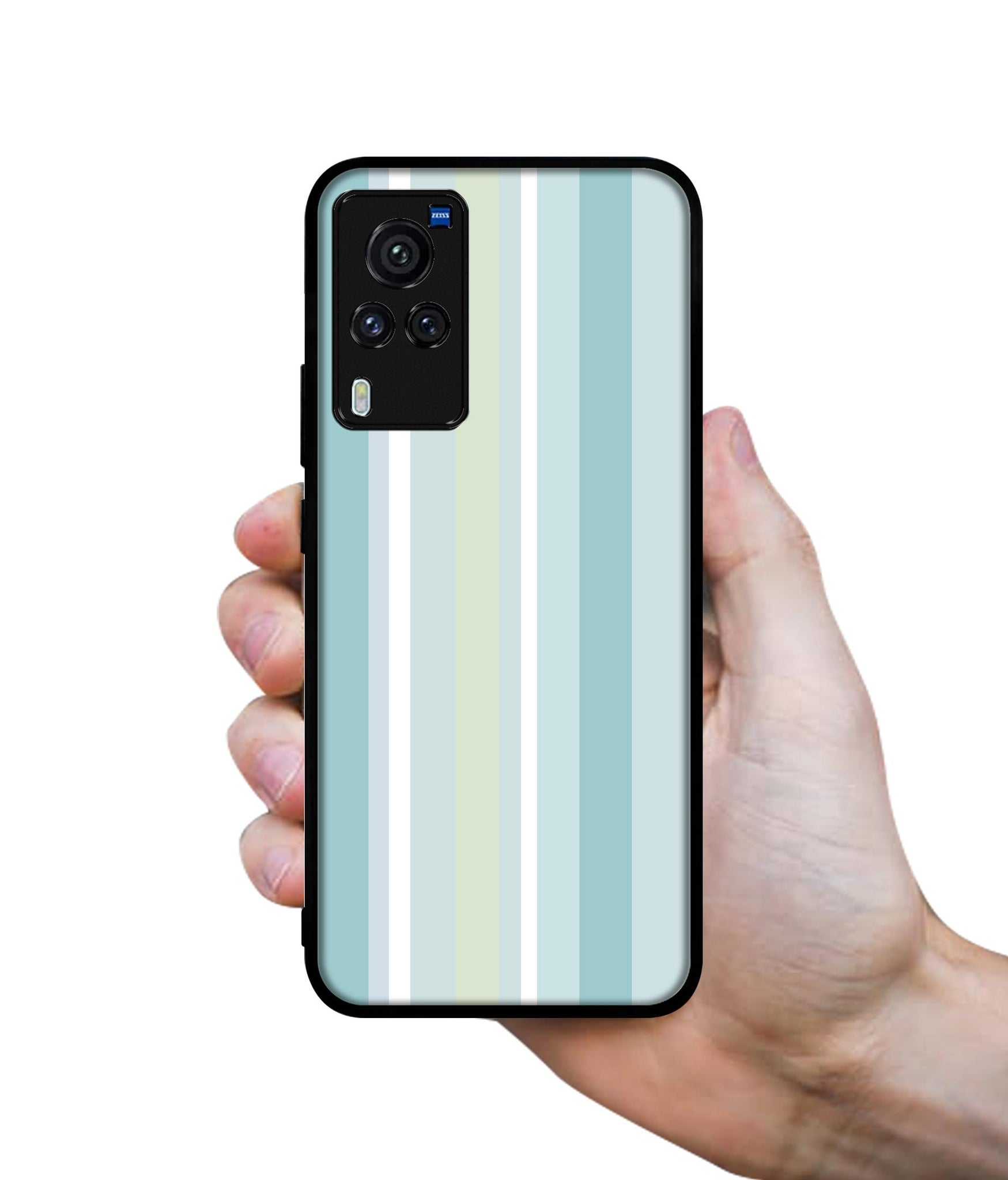 Light Green Stripes Designer 2D Printed Back Case Cover for Vivo X60 Pro 5G