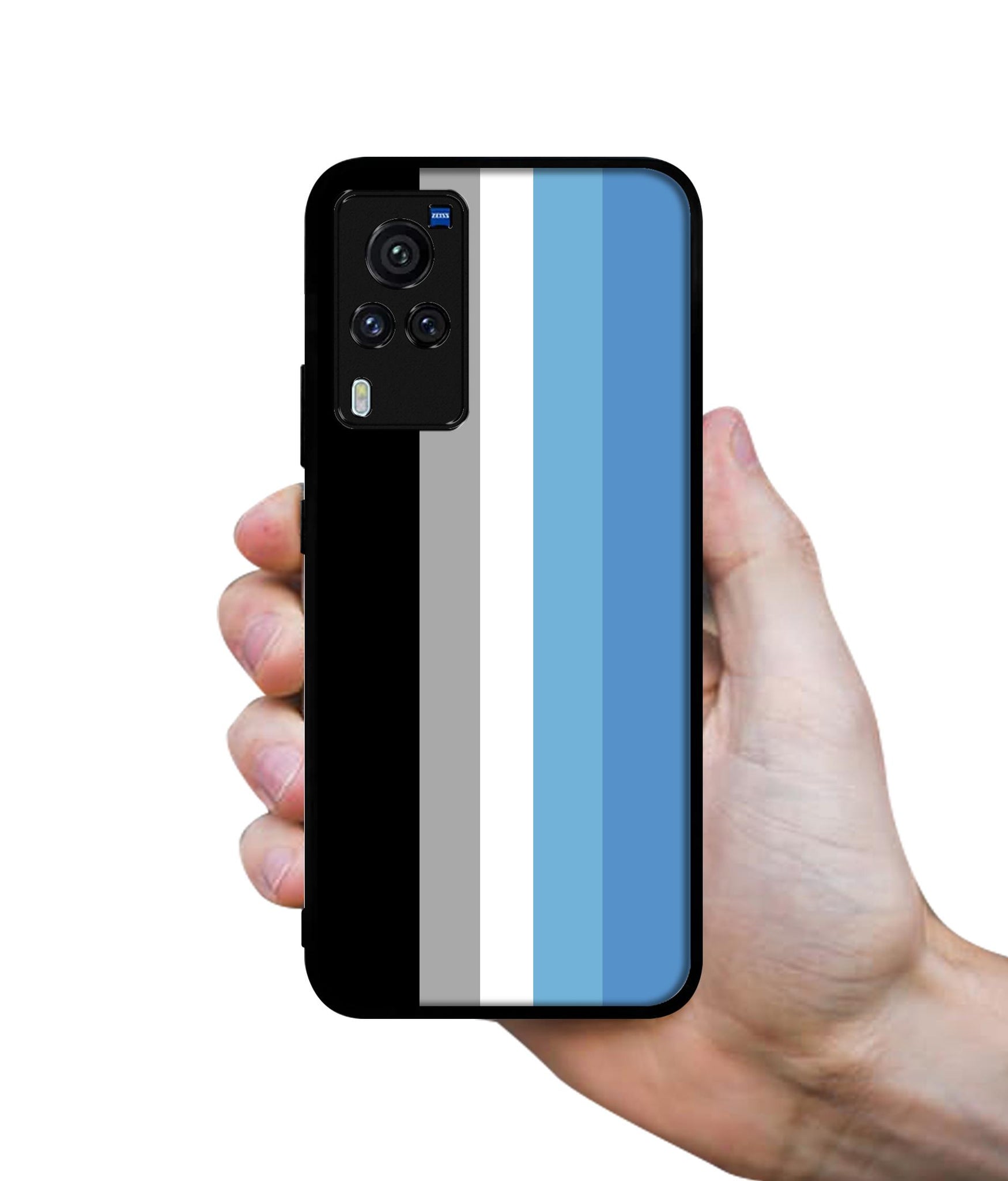 White and Blue Lines Designer 2D Printed Back Case Cover for Vivo X60 Pro 5G