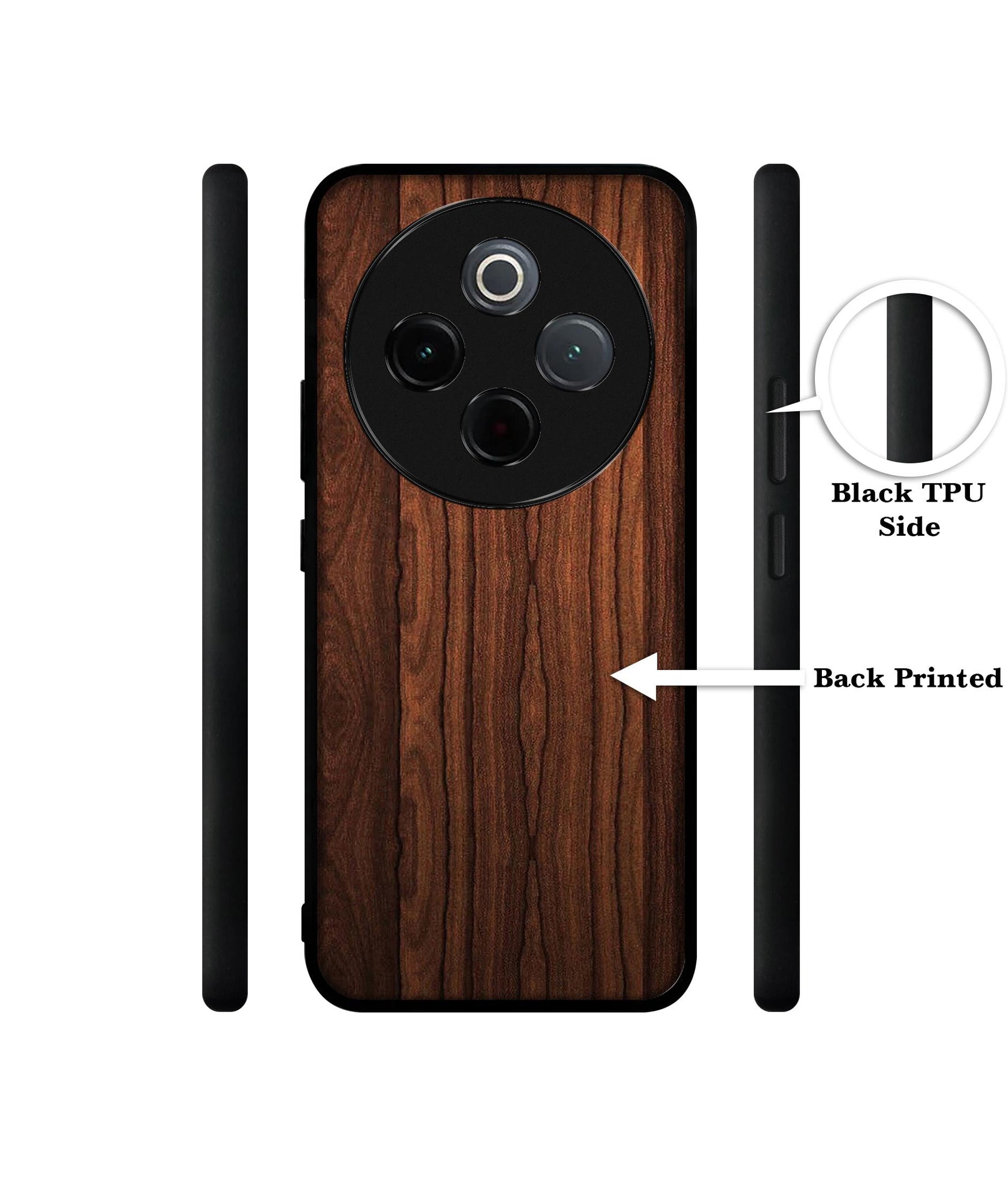 Brown Wooden Texture Designer 2D Printed Back Case Cover for Vivo T4 5G / Y300 Pro 5G / Y300 Pro Plus 5G / iQOO Z10 5G