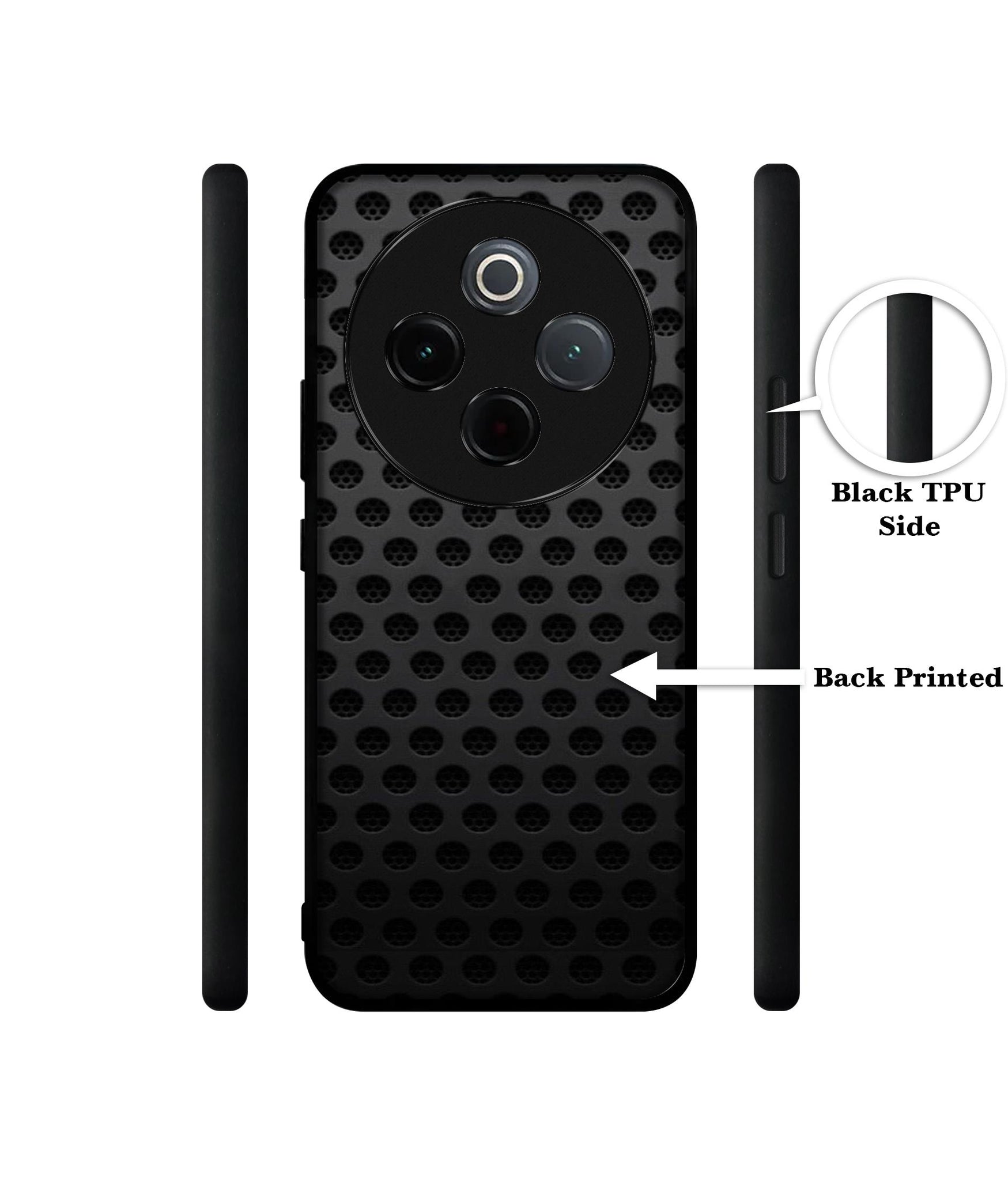 Black Circle Designer 2D Printed Back Case Cover for Vivo T4 5G / Y300 Pro 5G / Y300 Pro Plus 5G / iQOO Z10 5G