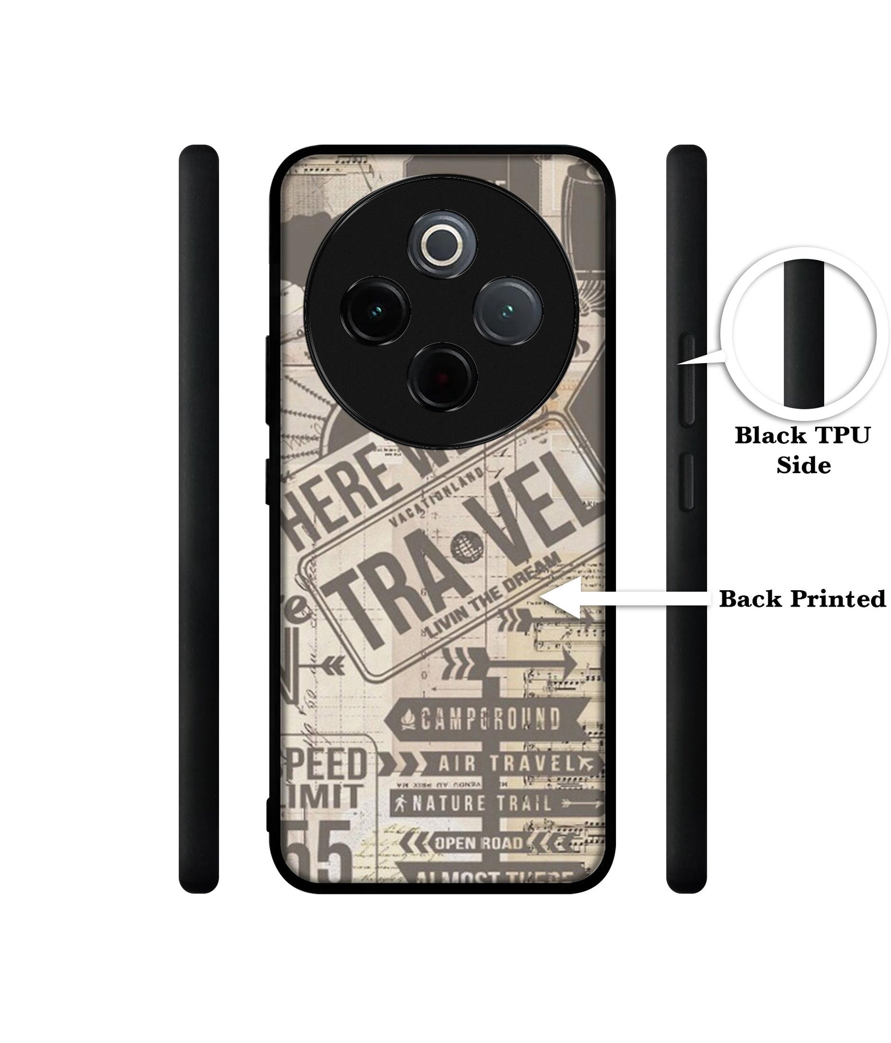 Travel Designer 2D Printed Back Case Cover for Vivo T4 5G / Y300 Pro 5G / Y300 Pro Plus 5G / iQOO Z10 5G