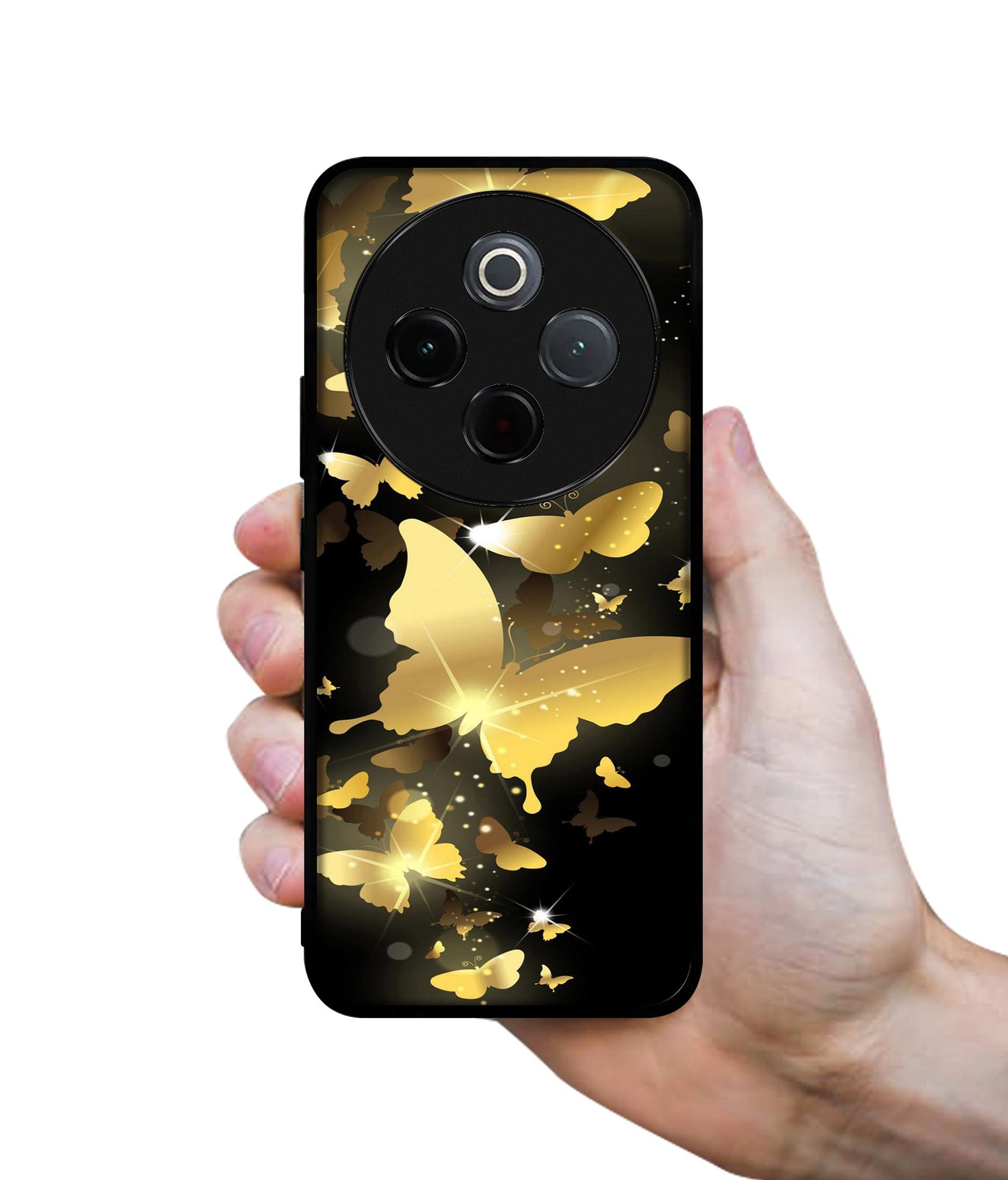 Golden Butterfly Pattern Designer 2D Printed Back Case Cover for Vivo T4 5G / Y300 Pro 5G / Y300 Pro Plus 5G / iQOO Z10 5G