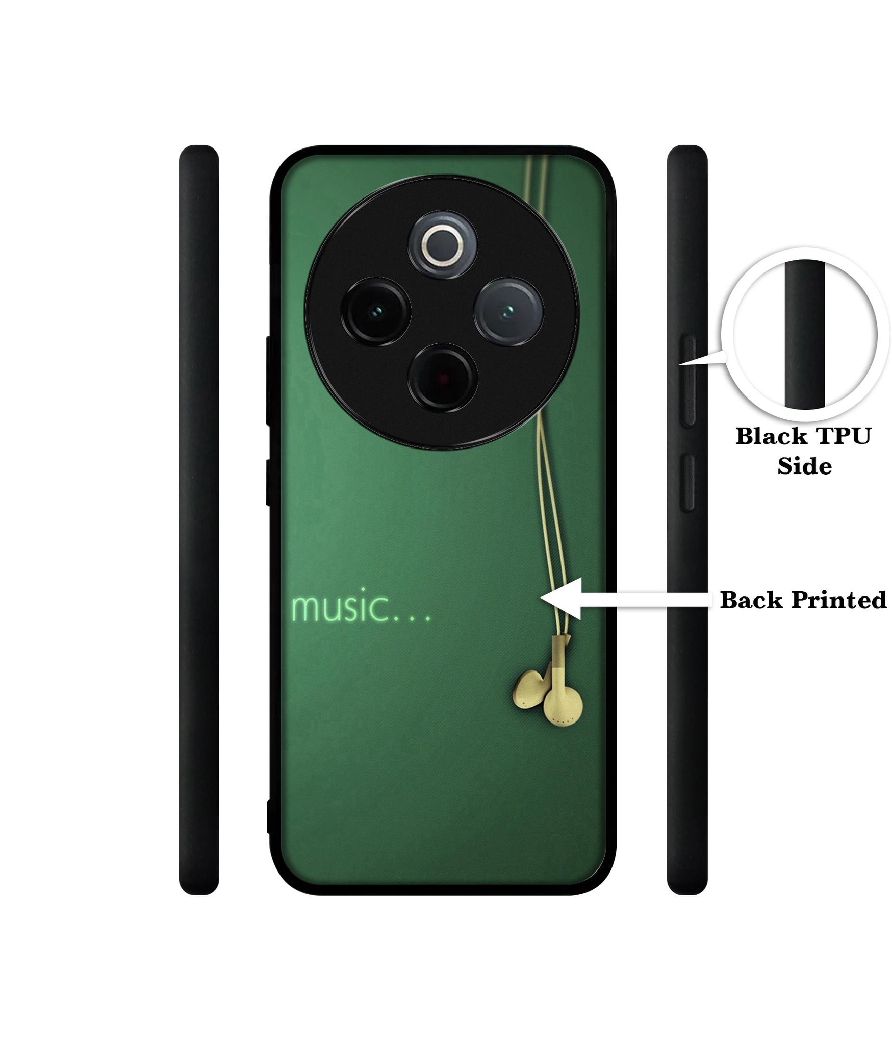 Headphone Music Designer 2D Printed Back Case Cover for Vivo T4 5G / Y300 Pro 5G / Y300 Pro Plus 5G / iQOO Z10 5G