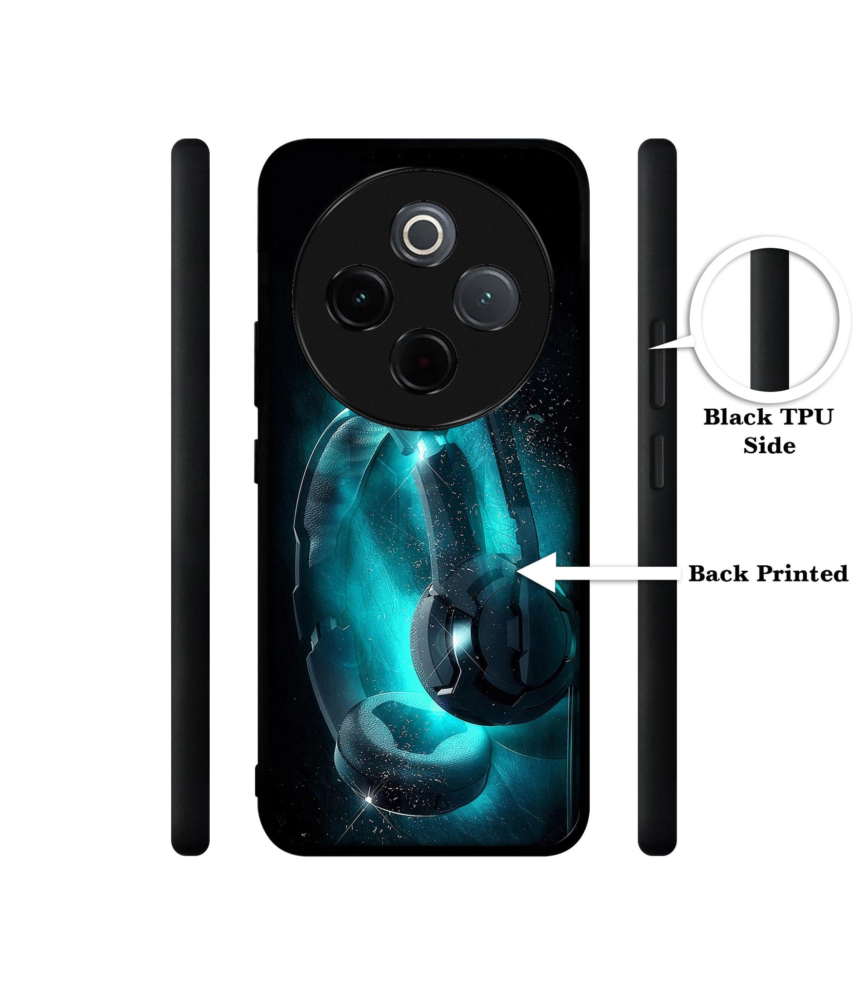 Cool Headphone Designer 2D Printed Back Case Cover for Vivo T4 5G / Y300 Pro 5G / Y300 Pro Plus 5G / iQOO Z10 5G