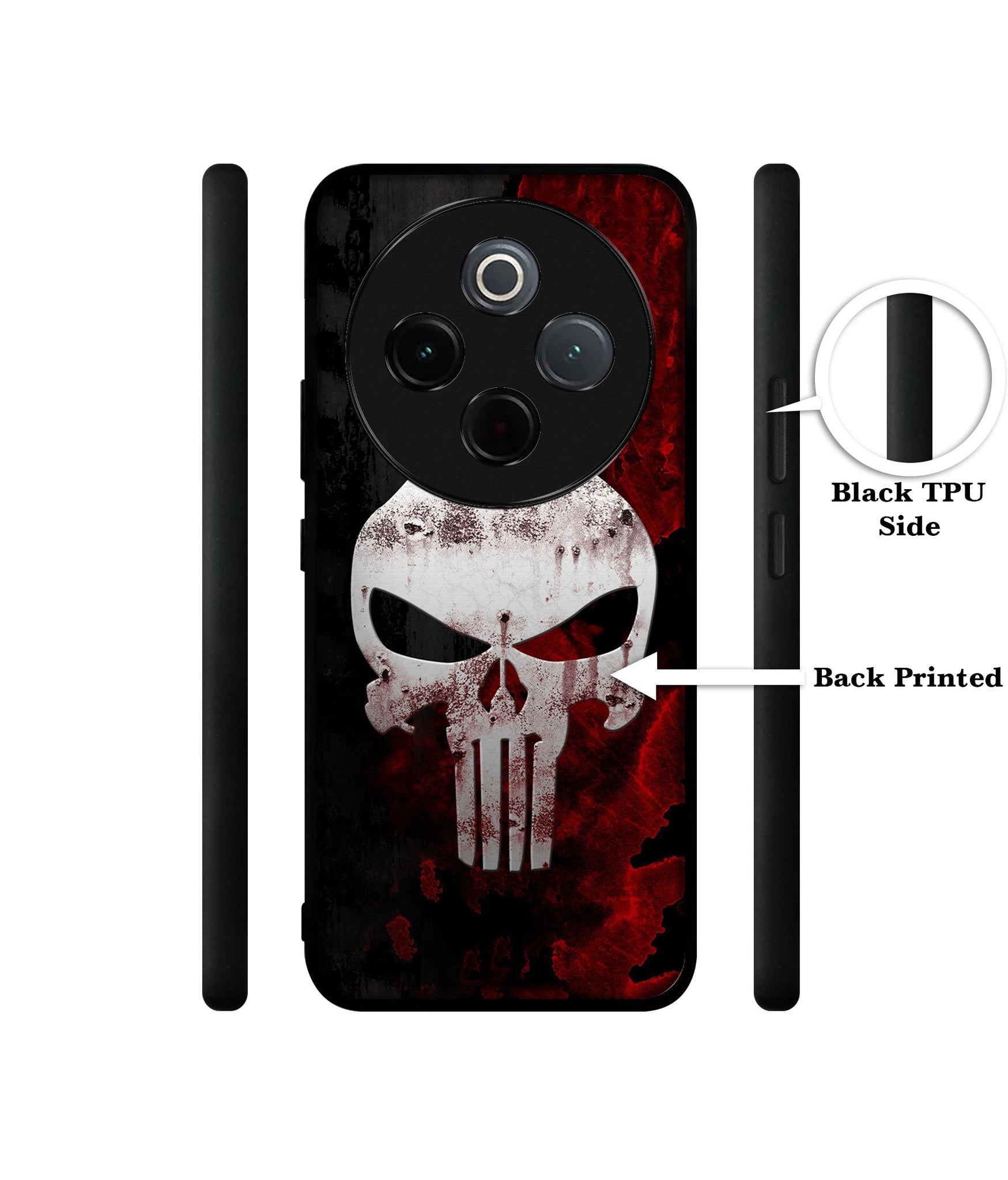 Punisher Skull Designer 2D Printed Back Case Cover for Vivo T4 5G / Y300 Pro 5G / Y300 Pro Plus 5G / iQOO Z10 5G