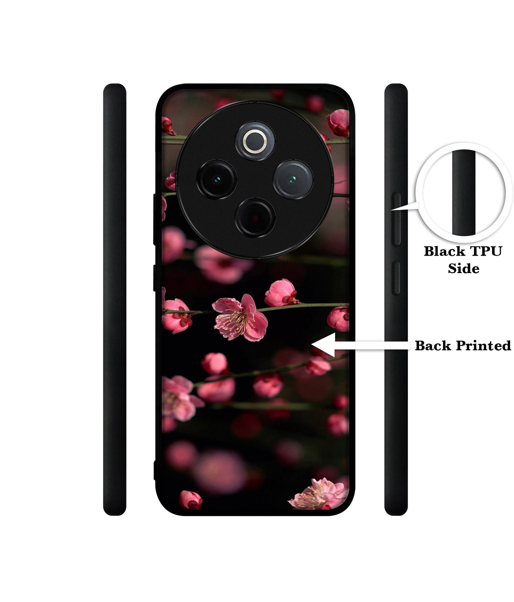 Pink Flowers Designer 2D Printed Back Case Cover for Vivo T4 5G / Y300 Pro 5G / Y300 Pro Plus 5G / iQOO Z10 5G