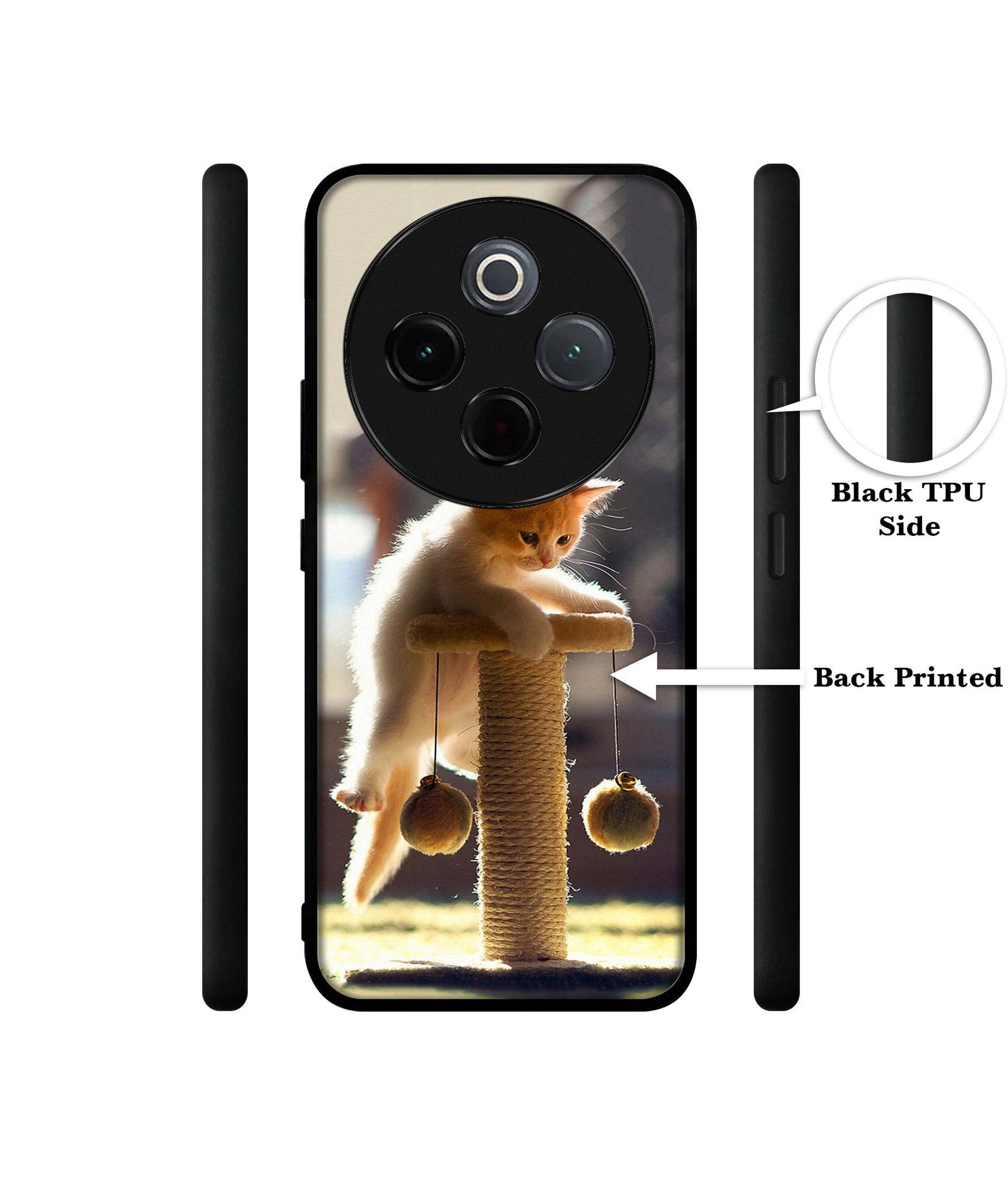 Cat Climbing Designer 2D Printed Back Case Cover for Vivo T4 5G / Y300 Pro 5G / Y300 Pro Plus 5G / iQOO Z10 5G