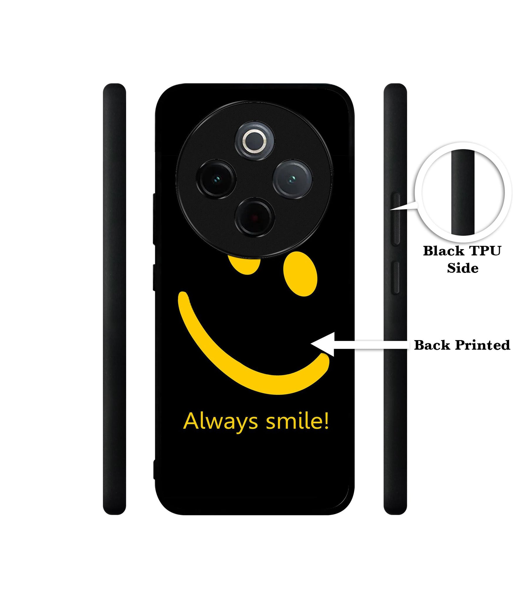 Always Smile Quote Designer 2D Printed Back Case Cover for Vivo T4 5G / Y300 Pro 5G / Y300 Pro Plus 5G / iQOO Z10 5G