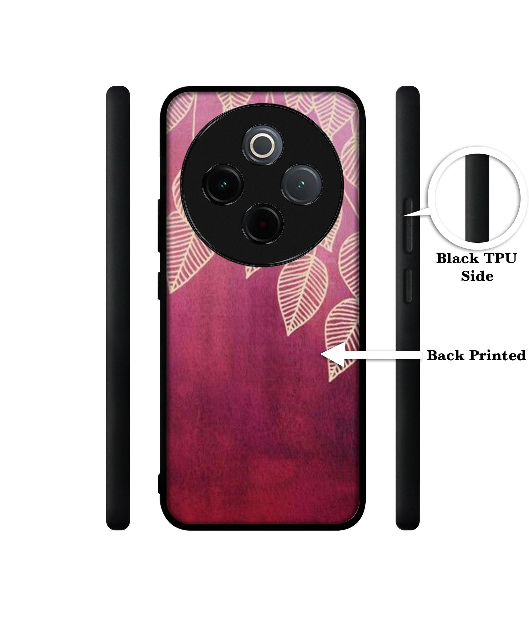 Leaf Pattern Designer 2D Printed Back Case Cover for Vivo T4 5G / Y300 Pro 5G / Y300 Pro Plus 5G / iQOO Z10 5G