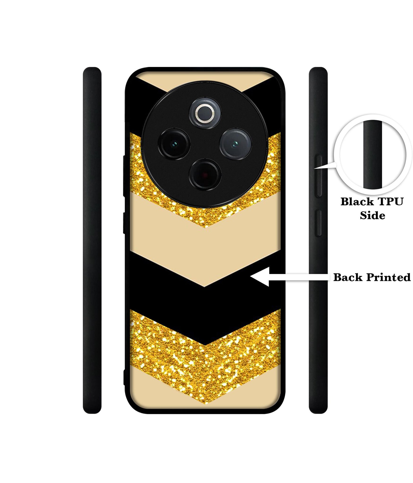 Black & Gold Designer 2D Printed Back Case Cover for Vivo T4 5G / Y300 Pro 5G / Y300 Pro Plus 5G / iQOO Z10 5G