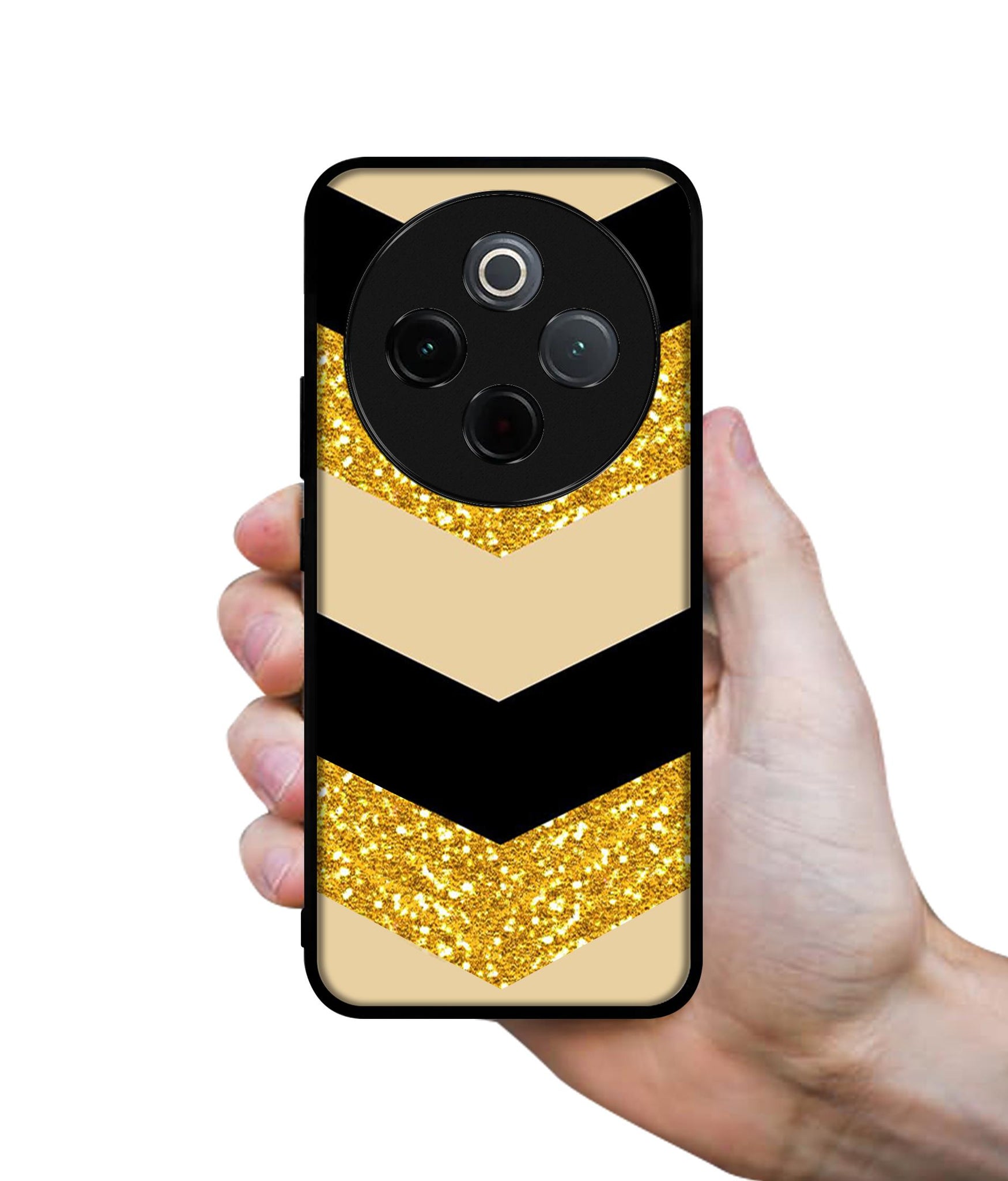 Black & Gold Designer 2D Printed Back Case Cover for Vivo T4 5G / Y300 Pro 5G / Y300 Pro Plus 5G / iQOO Z10 5G