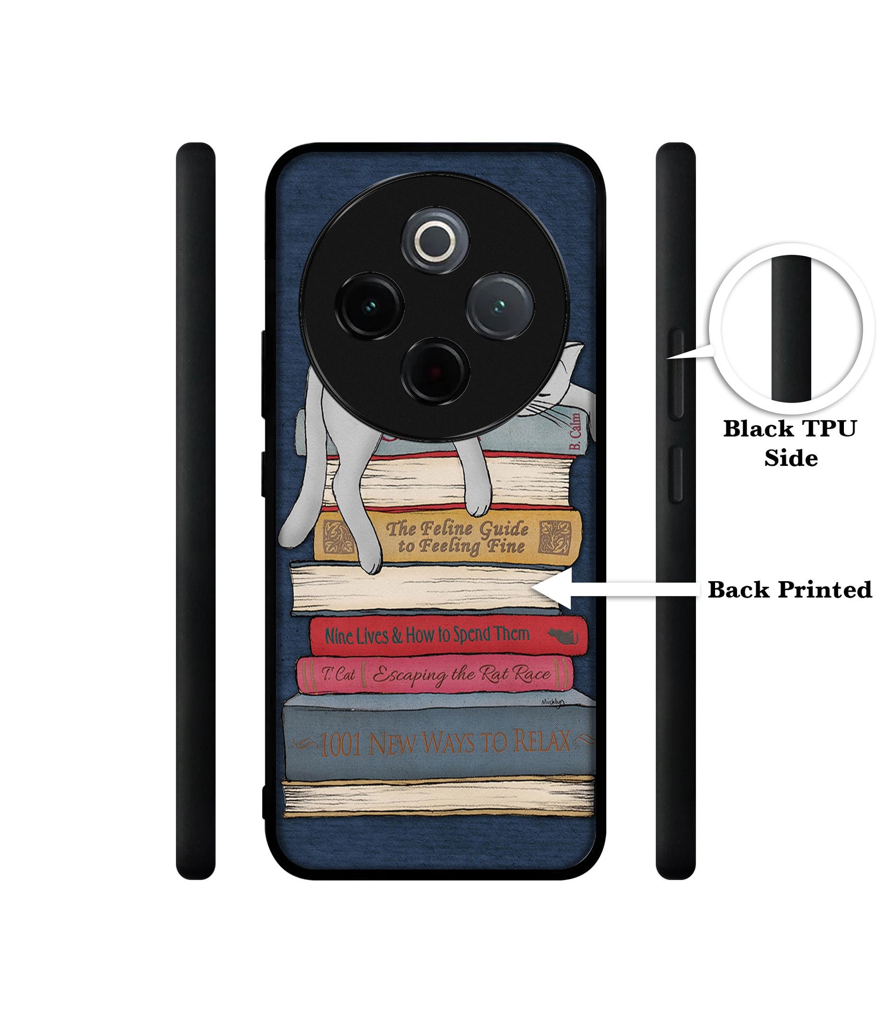 Cat Sleeping On The Books Designer 2D Printed Back Case Cover for Vivo T4 5G / Y300 Pro 5G / Y300 Pro Plus 5G / iQOO Z10 5G