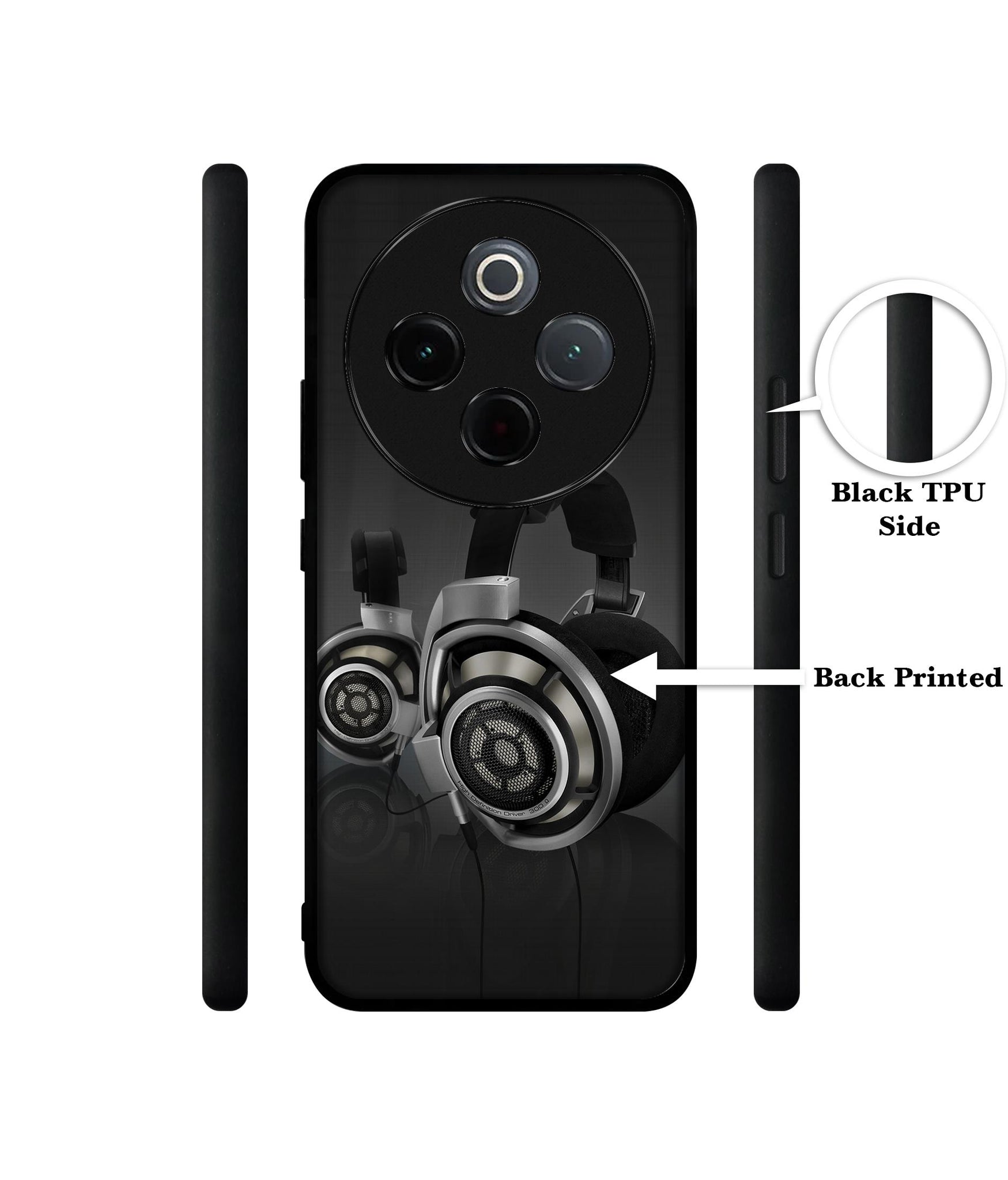 Head Phone Designer 2D Printed Back Case Cover for Vivo T4 5G / Y300 Pro 5G / Y300 Pro Plus 5G / iQOO Z10 5G