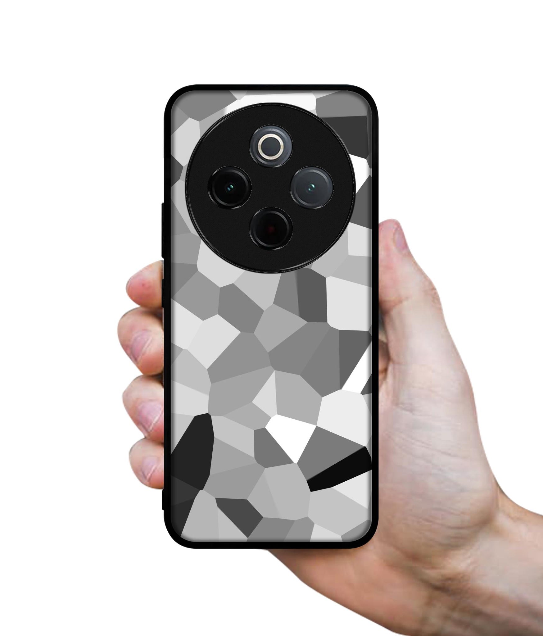 Black & White Mathematical Shape Designer 2D Printed Back Case Cover for Vivo T4 5G / Y300 Pro 5G / Y300 Pro Plus 5G / iQOO Z10 5G
