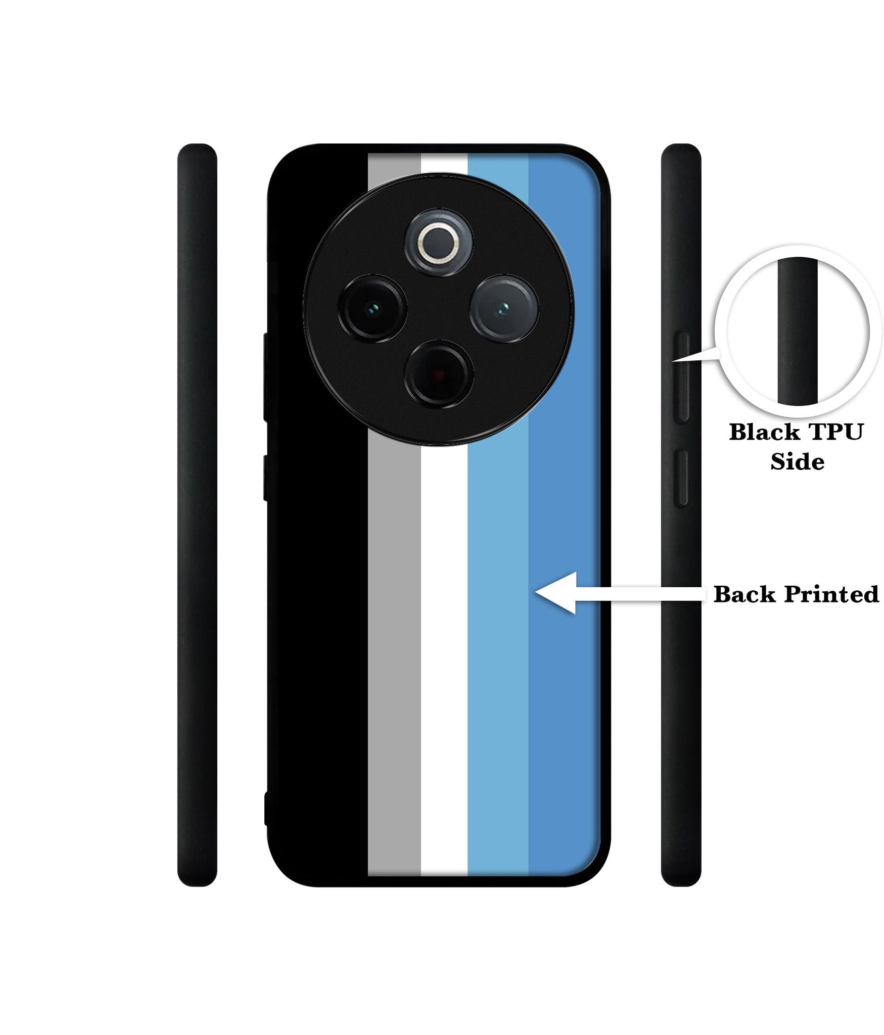 White and Blue Lines Designer 2D Printed Back Case Cover for Vivo T4 5G / Y300 Pro 5G / Y300 Pro Plus 5G / iQOO Z10 5G