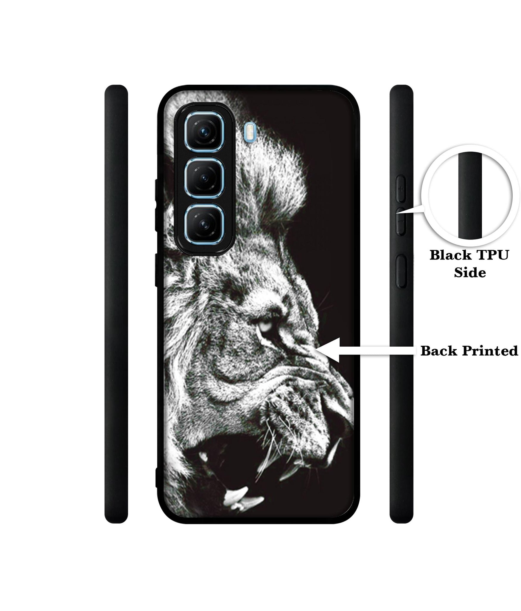 Angry Lion Designer 2D Printed Back Case Cover for Infinix Hot 50 5G