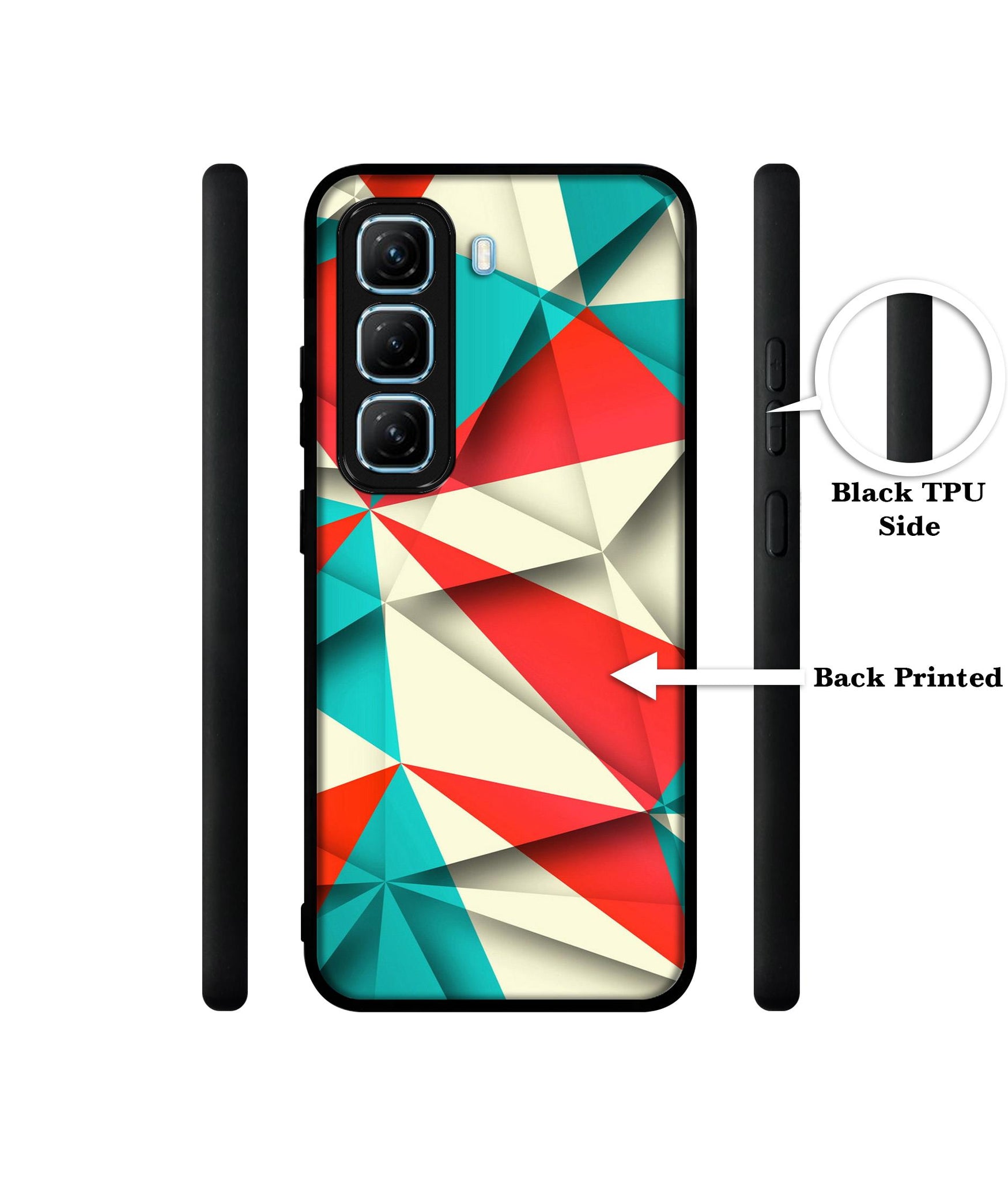 Red Blue White Pattern Designer 2D Printed Back Case Cover for Infinix Hot 50 5G