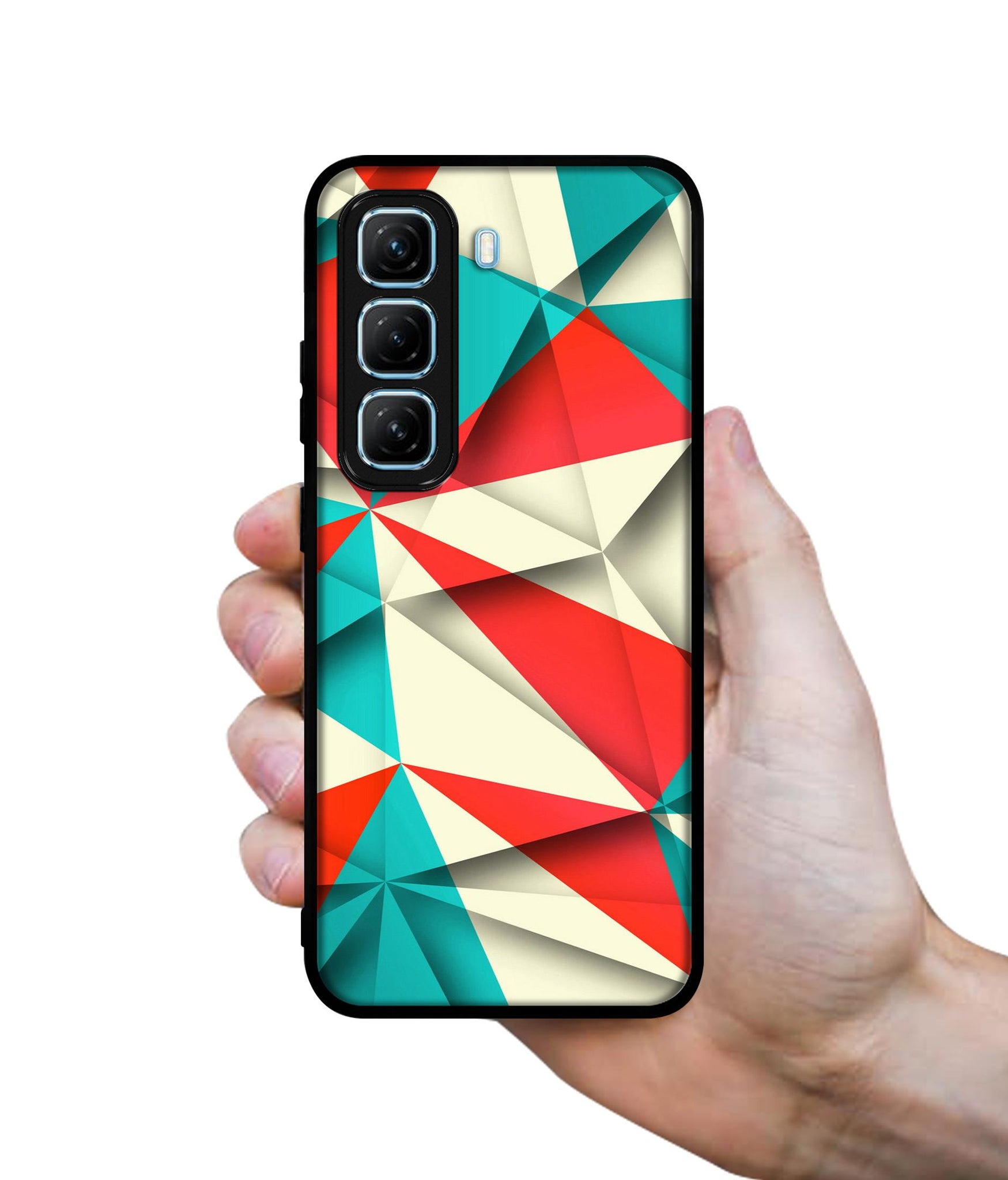 Red Blue White Pattern Designer 2D Printed Back Case Cover for Infinix Hot 50 5G