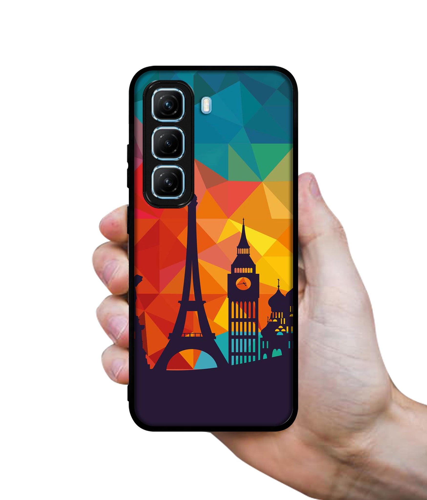 Colored Paris Designer 2D Printed Back Case Cover for Infinix Hot 50 5G