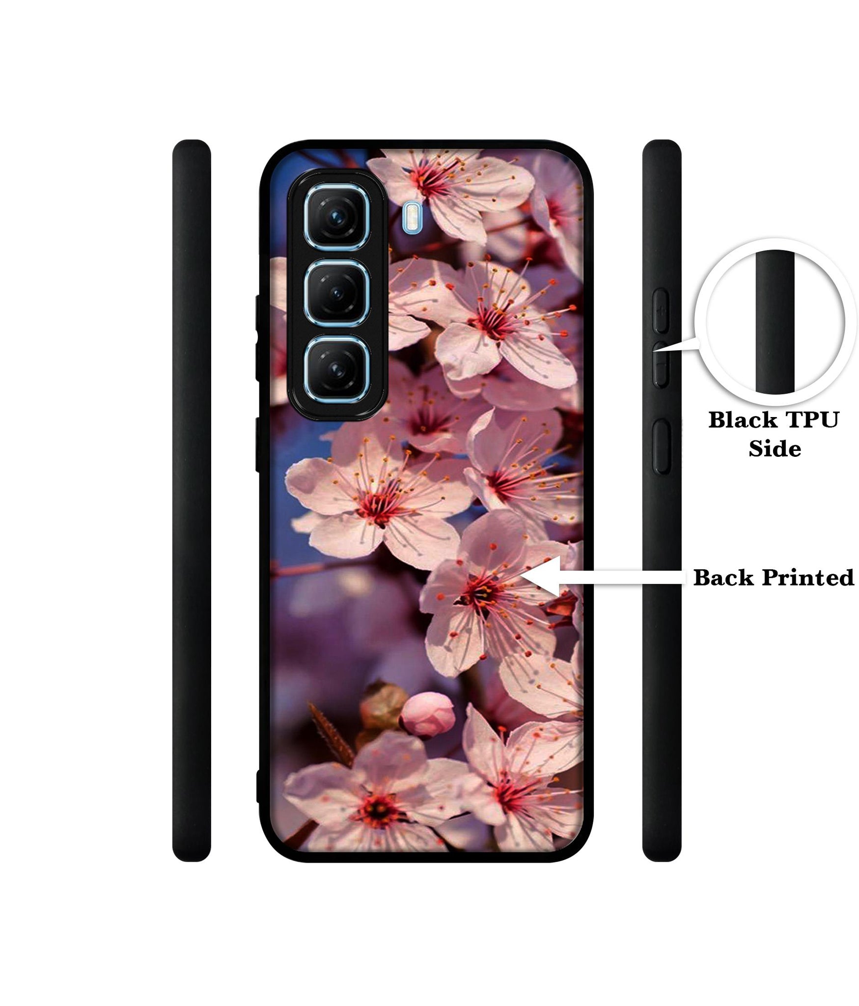 Pink Flowers Pattern Designer 2D Printed Back Case Cover for Infinix Hot 50 5G