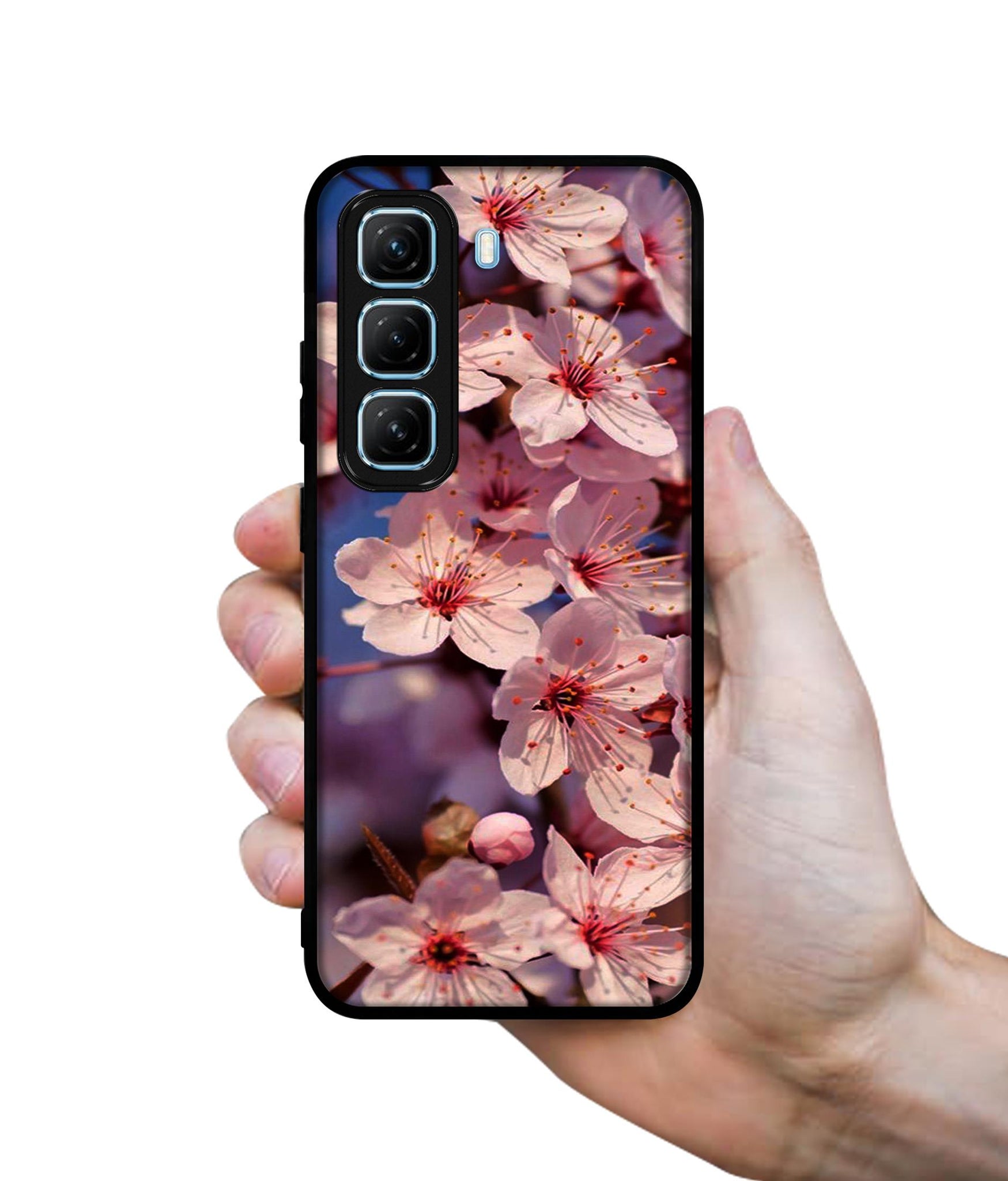 Pink Flowers Pattern Designer 2D Printed Back Case Cover for Infinix Hot 50 5G