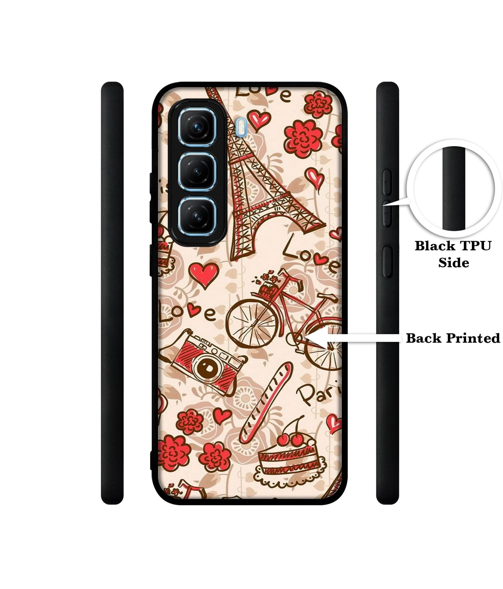 Vintage Paris Designer 2D Printed Back Case Cover for Infinix Hot 50 5G