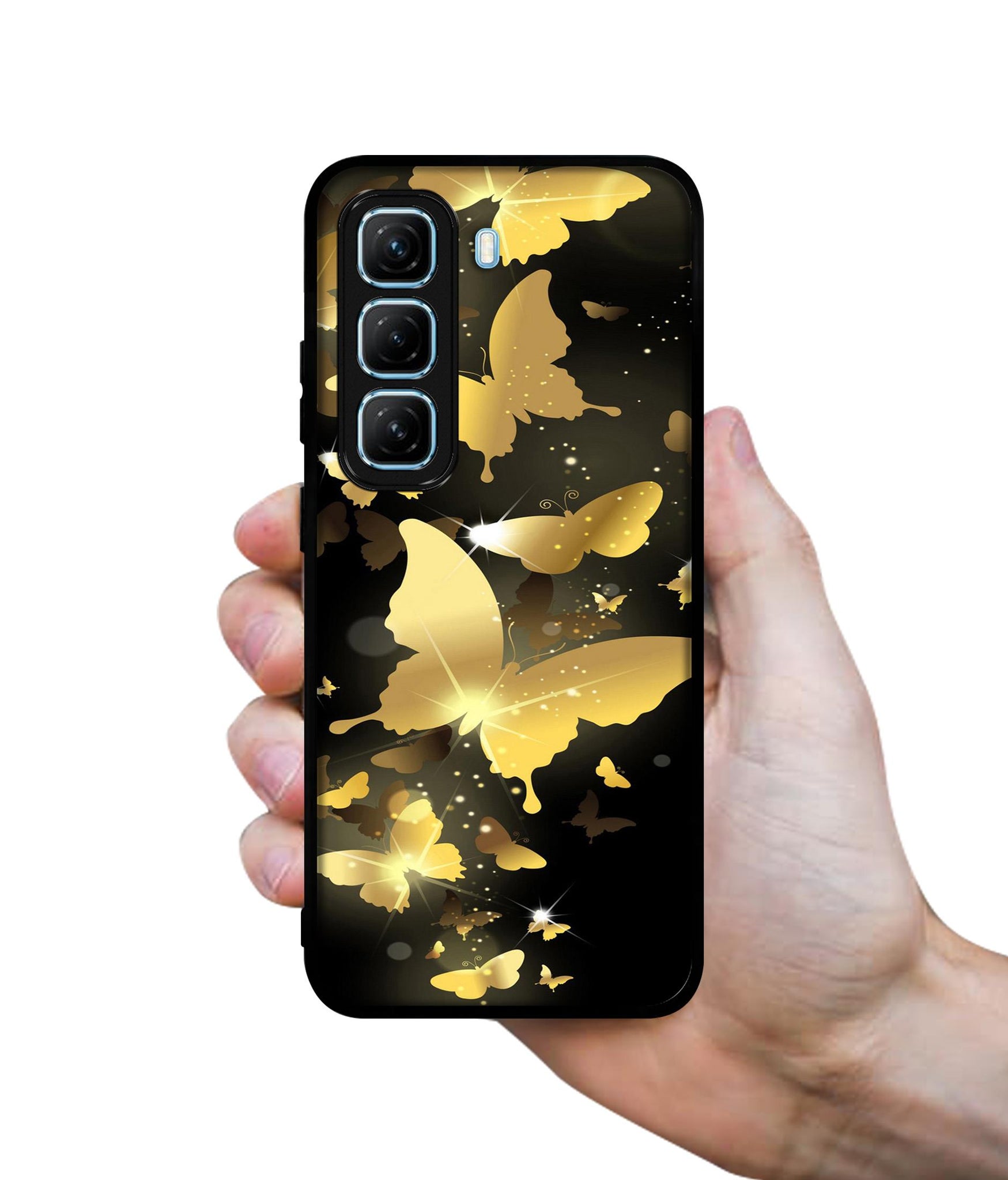 Golden Butterfly Pattern Designer 2D Printed Back Case Cover for Infinix Hot 50 5G