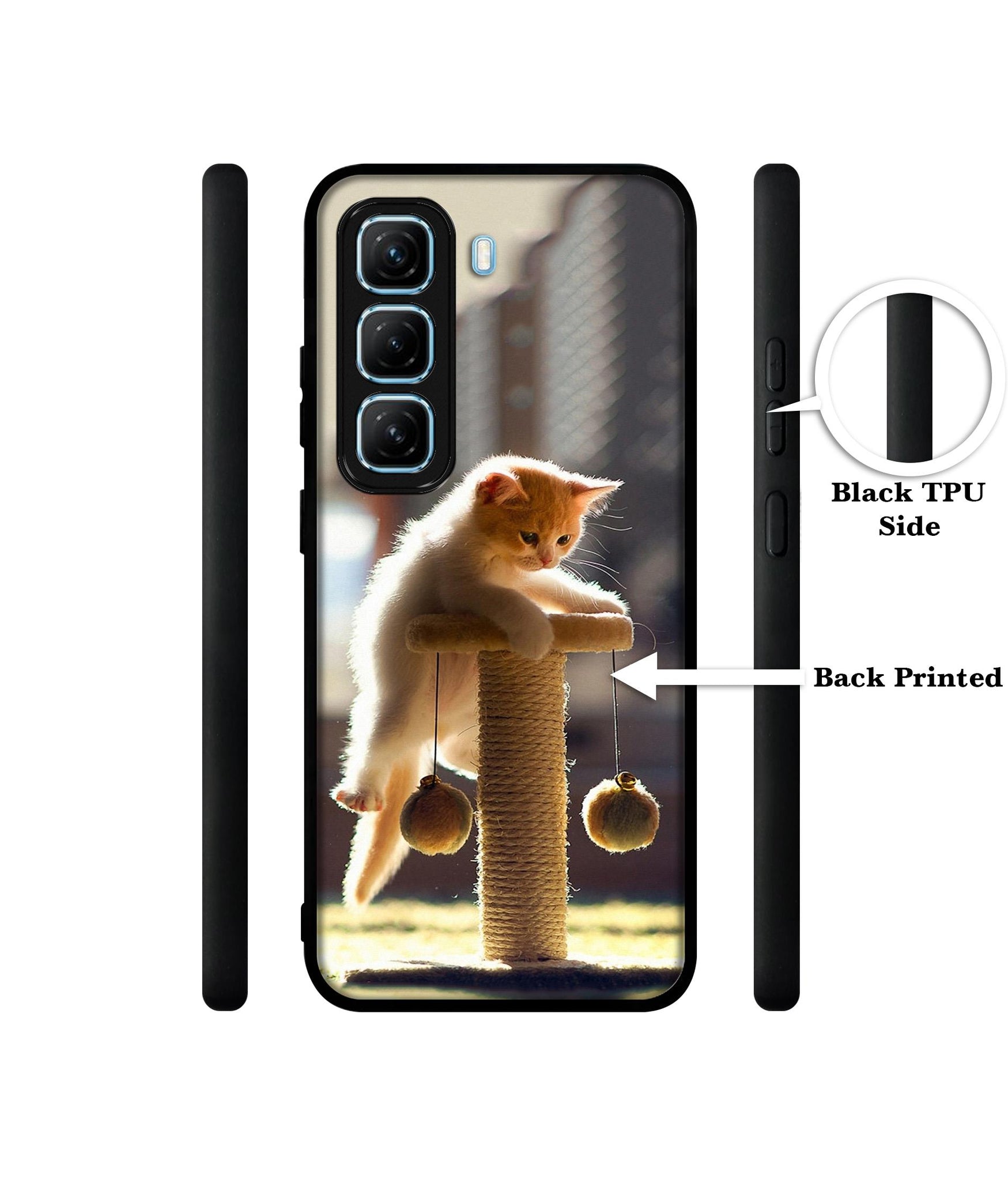 Cat Climbing Designer 2D Printed Back Case Cover for Infinix Hot 50 5G
