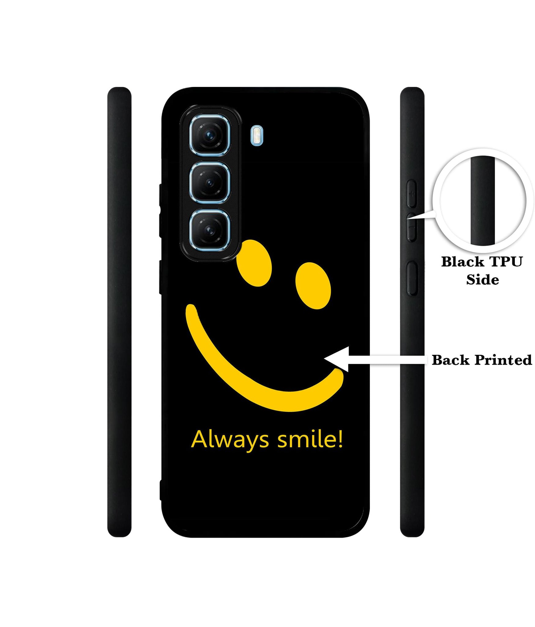 Always Smile Quote Designer 2D Printed Back Case Cover for Infinix Hot 50 5G