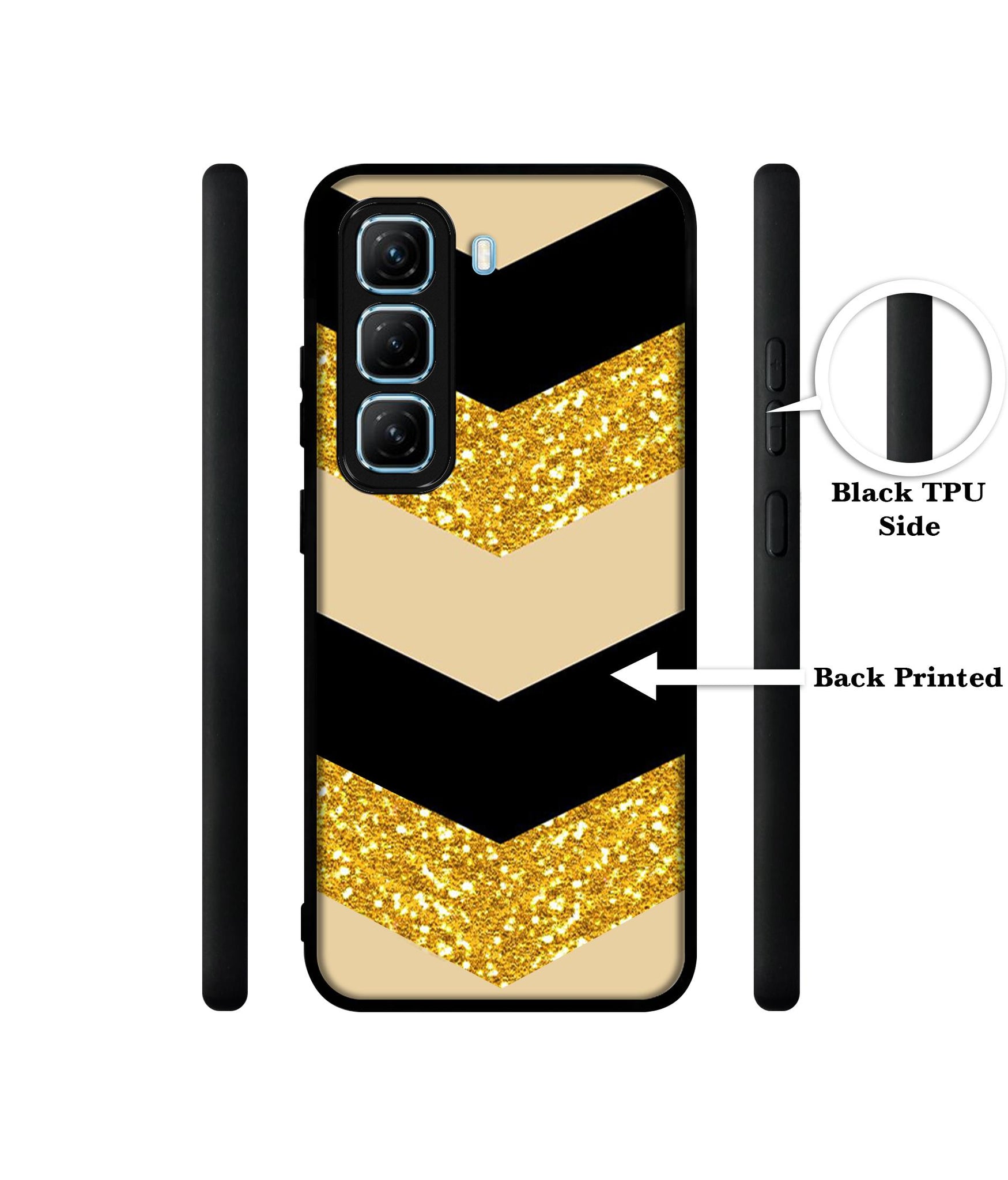 Black & Gold Designer 2D Printed Back Case Cover for Infinix Hot 50 5G