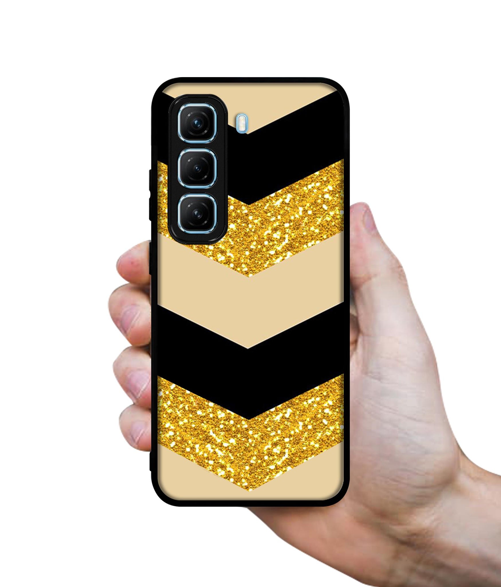 Black & Gold Designer 2D Printed Back Case Cover for Infinix Hot 50 5G