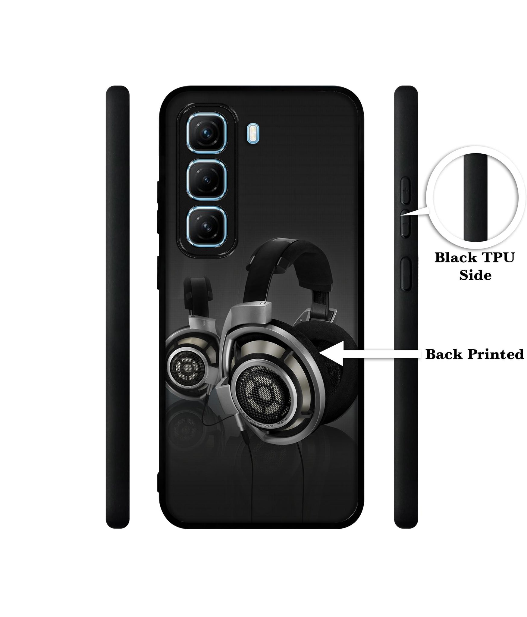 Head Phone Designer 2D Printed Back Case Cover for Infinix Hot 50 5G
