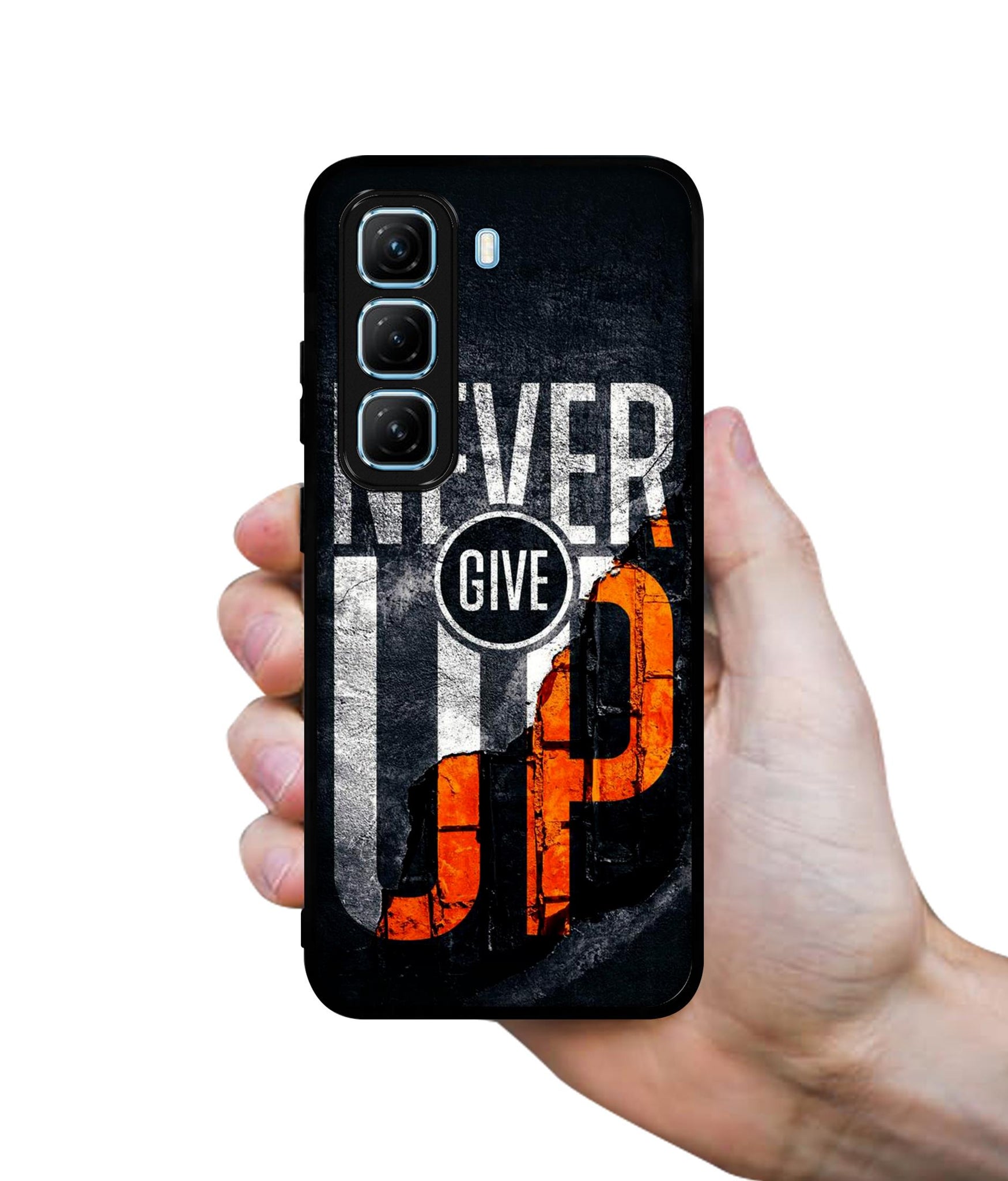 Never Give Up Designer 2D Printed Back Case Cover for Infinix Hot 50 5G