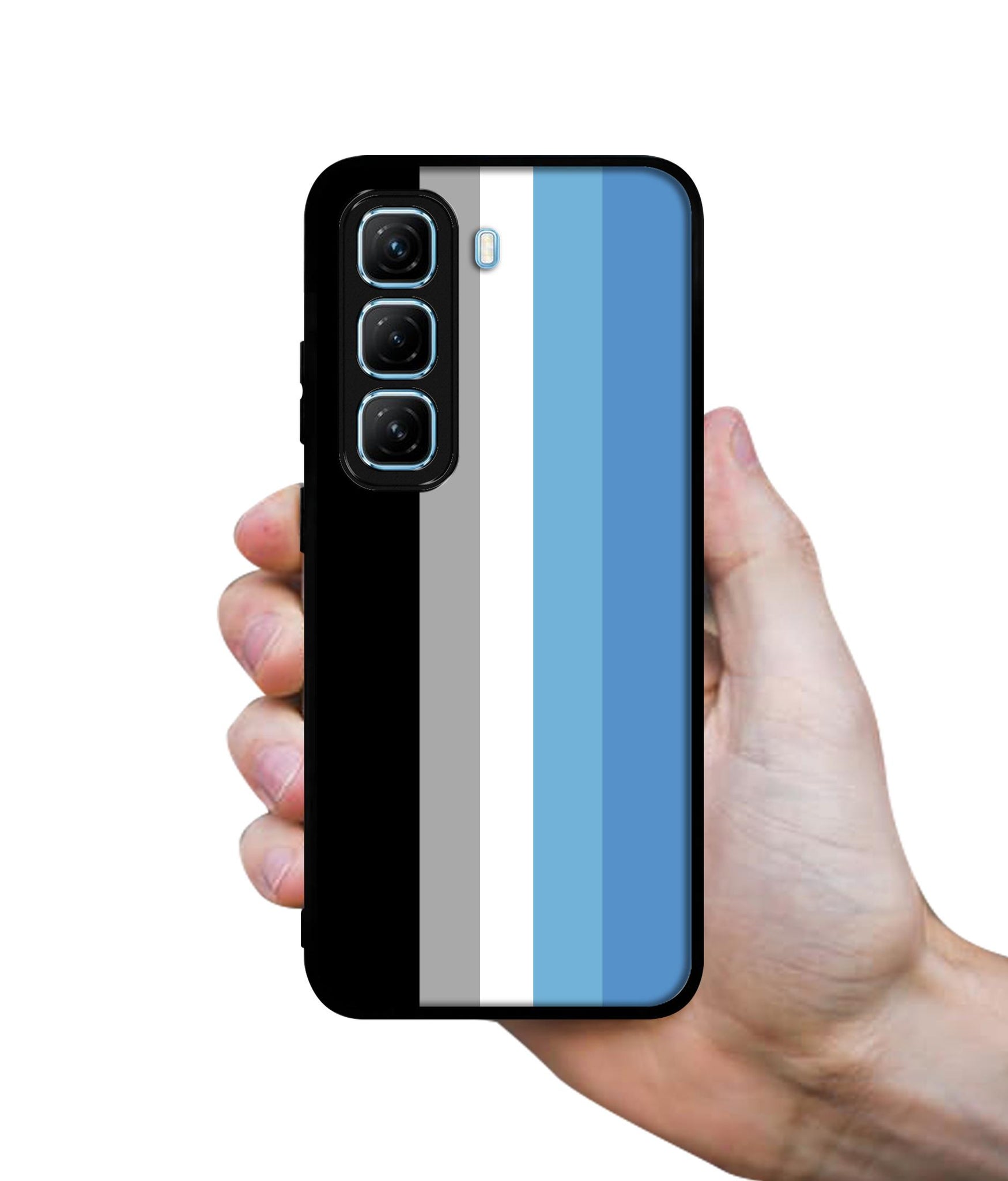 White and Blue Lines Designer 2D Printed Back Case Cover for Infinix Hot 50 5G